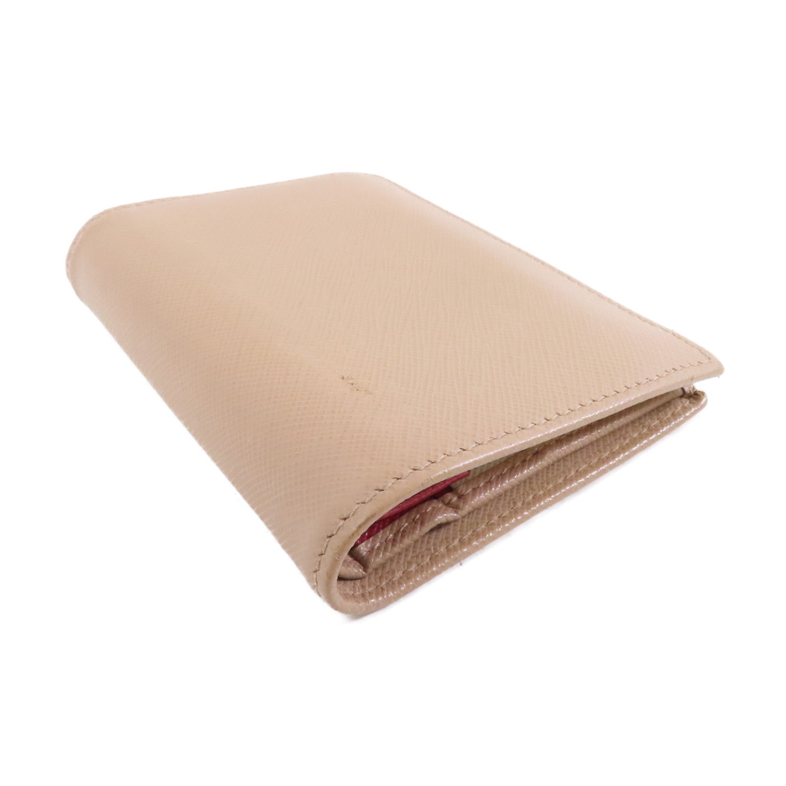 PRADA 【激減優惠】Saffiano皮革Wallet金扣錢包米色