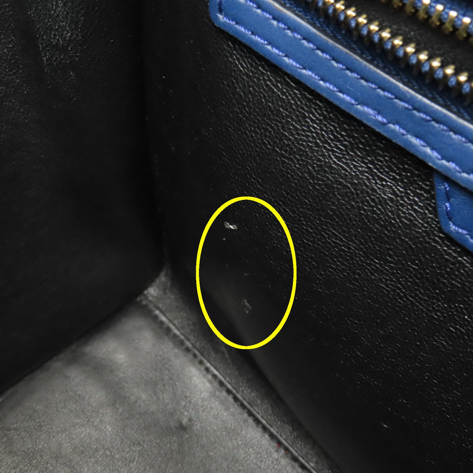 CELINE 【清倉大減價】牛皮皮革Micro Luggage金扣手挽袋藍色/黑色
