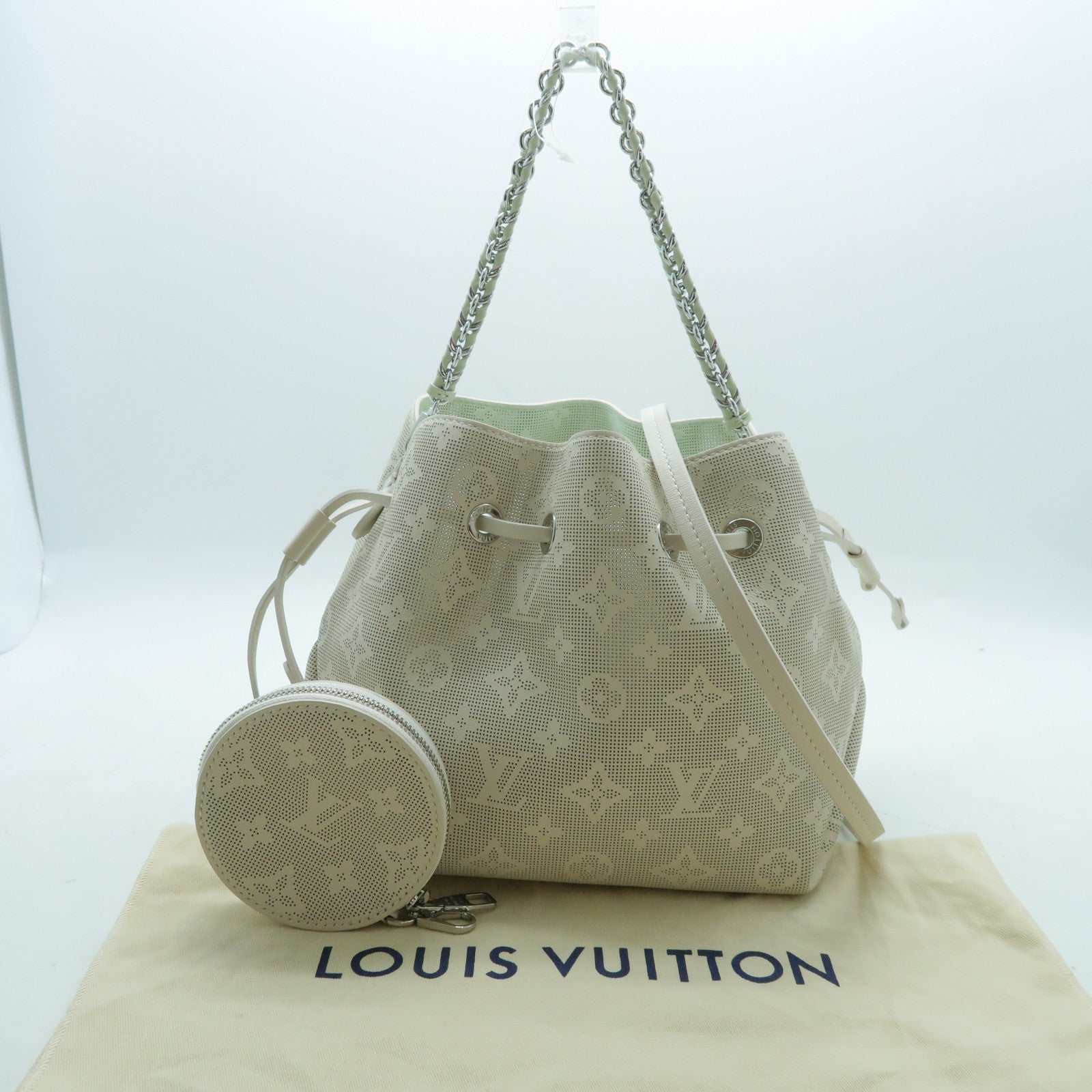 LOUIS VUITTON Mahina Bella銀扣鏈帶手挽肩背兩用袋白色