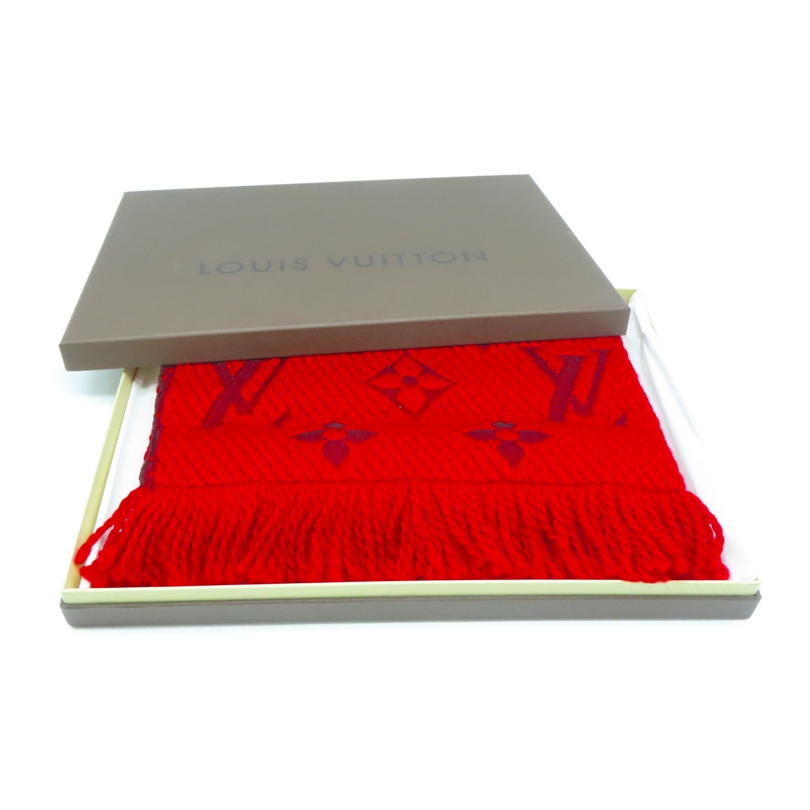 LOUIS VUITTON **【激減優惠】絲質/羊毛Logomania Scarf圍巾紅色