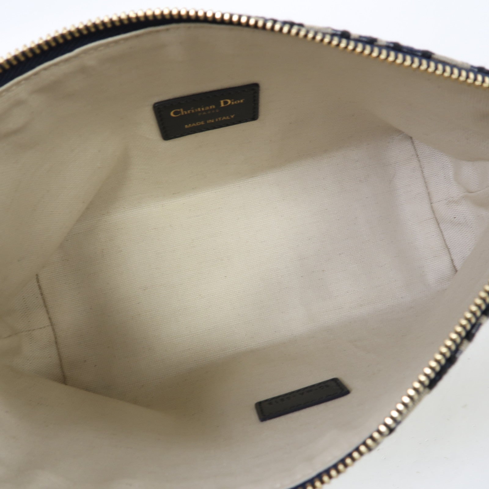 Dior 帆布Travel Nomad Pouch金扣手拿包藍色