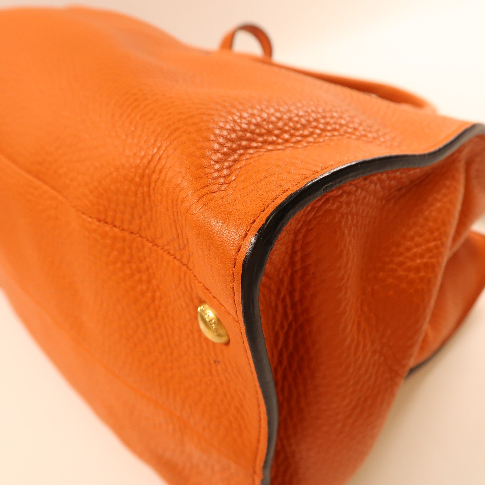 PRADA 牛皮皮革2 Way Shoulder金扣手挽肩背兩用袋橙色