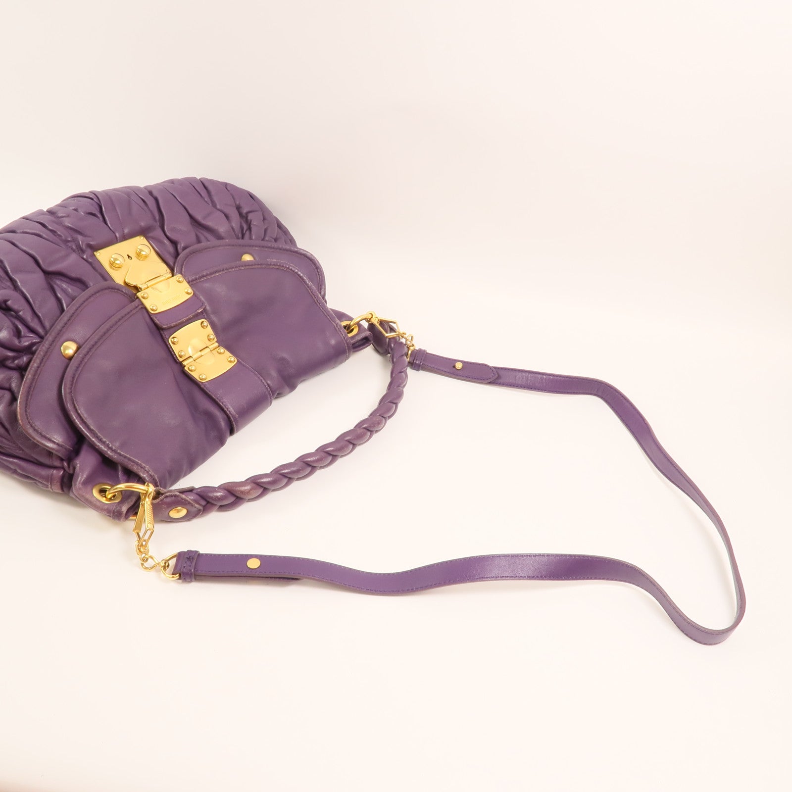 Miu Miu 羊皮皮革Shoulder Bag金扣手挽肩背兩用袋