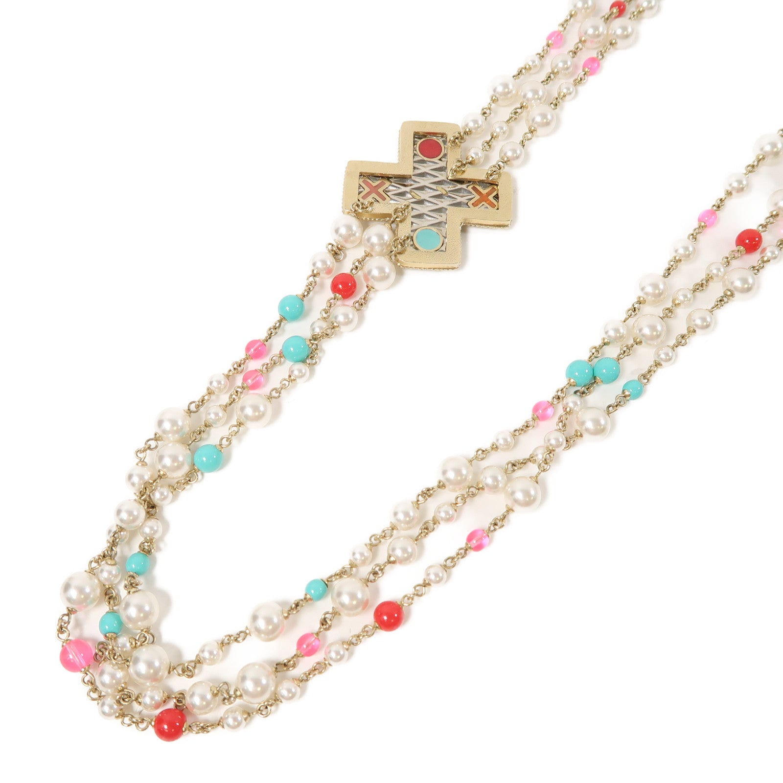 CHANEL 金屬Necklace項鍊金色/紅色/藍色