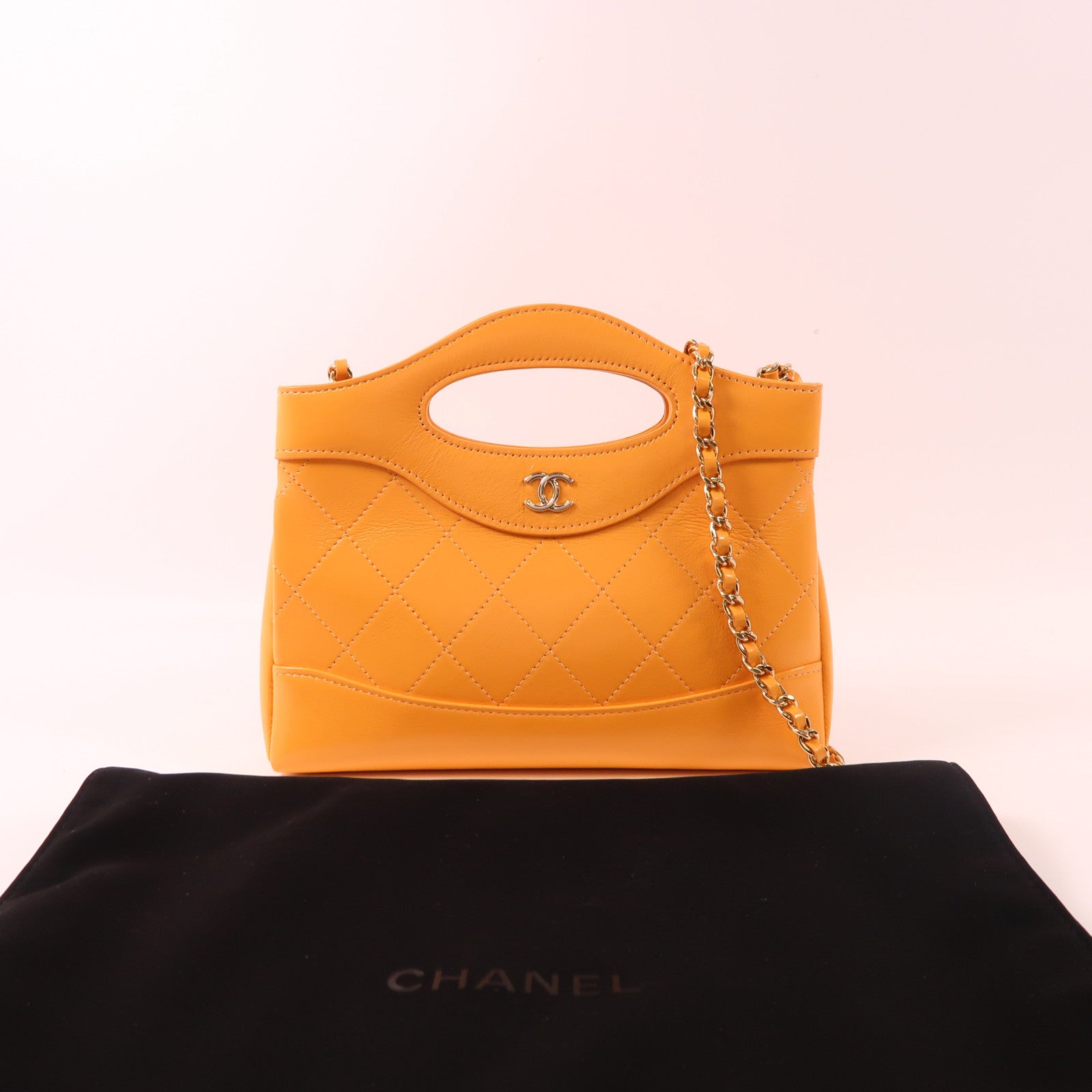 CHANEL 牛皮皮革Mini 31金扣手挽肩背兩用袋