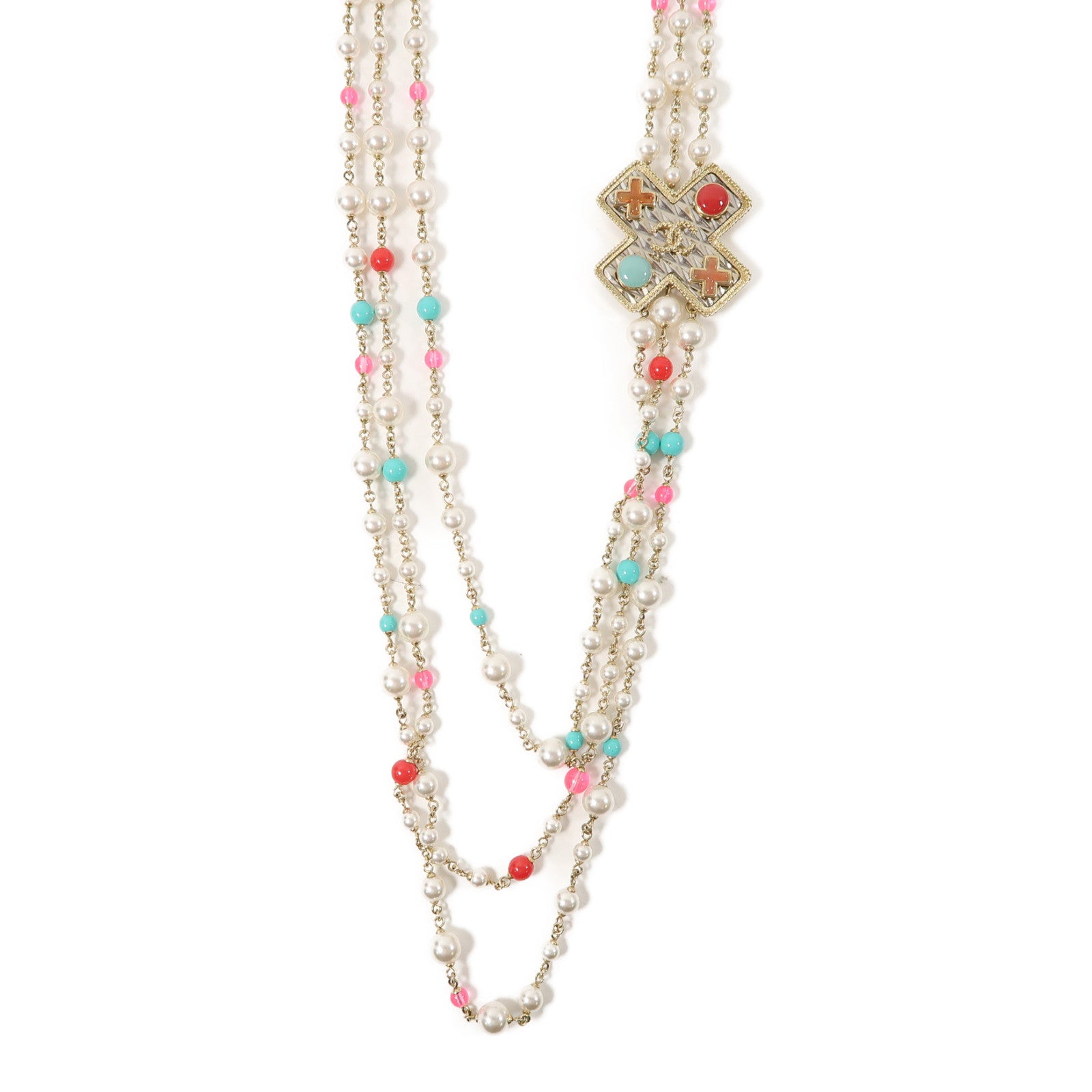 CHANEL 金屬Necklace項鍊金色/紅色/藍色