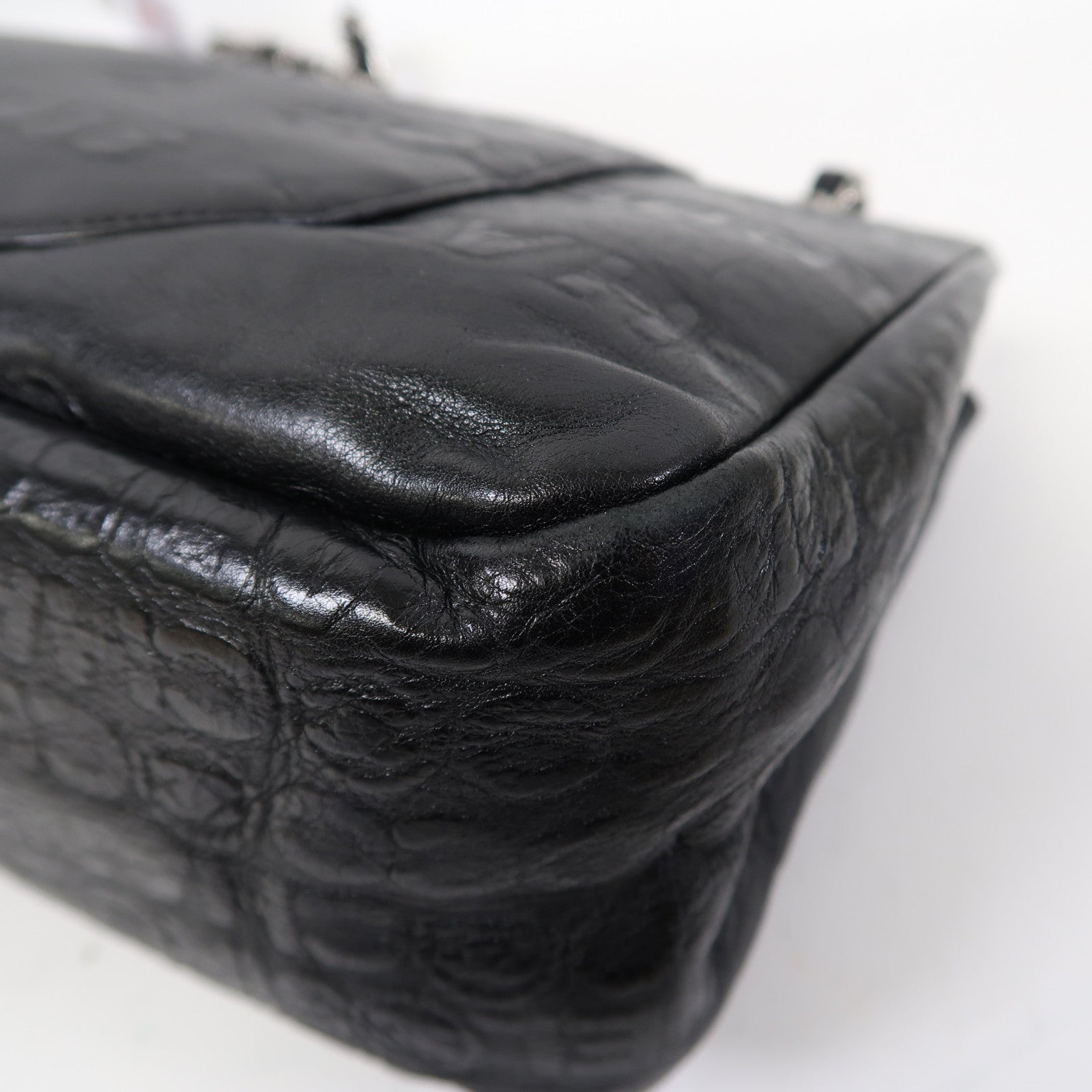 CHANEL 【激減優惠】牛皮皮革2.55 Chain Shoulder銀扣鏈帶肩背袋黑色