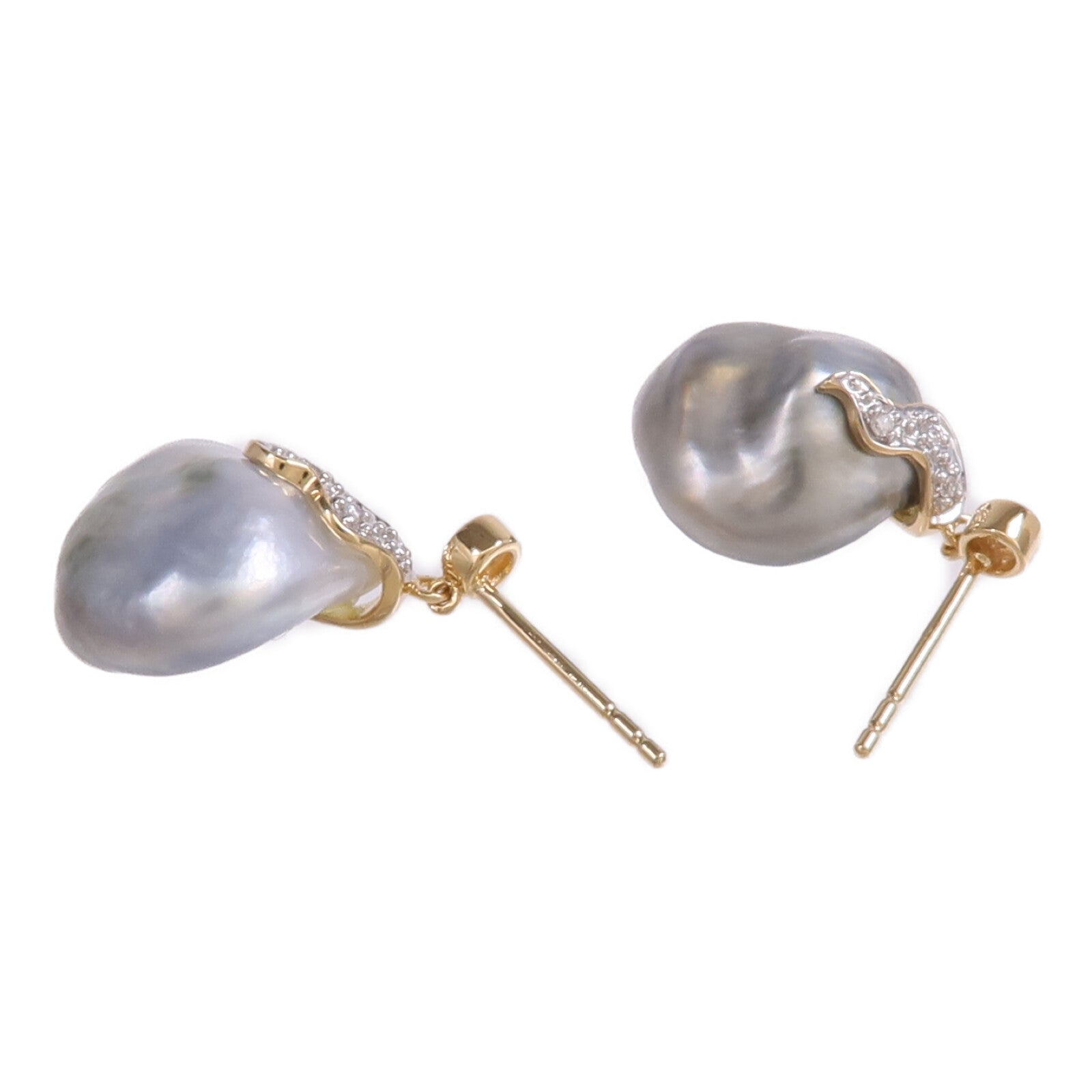 JEWELRY 18K黃金Pearl Diamond Earrings珍珠/鑽石耳環