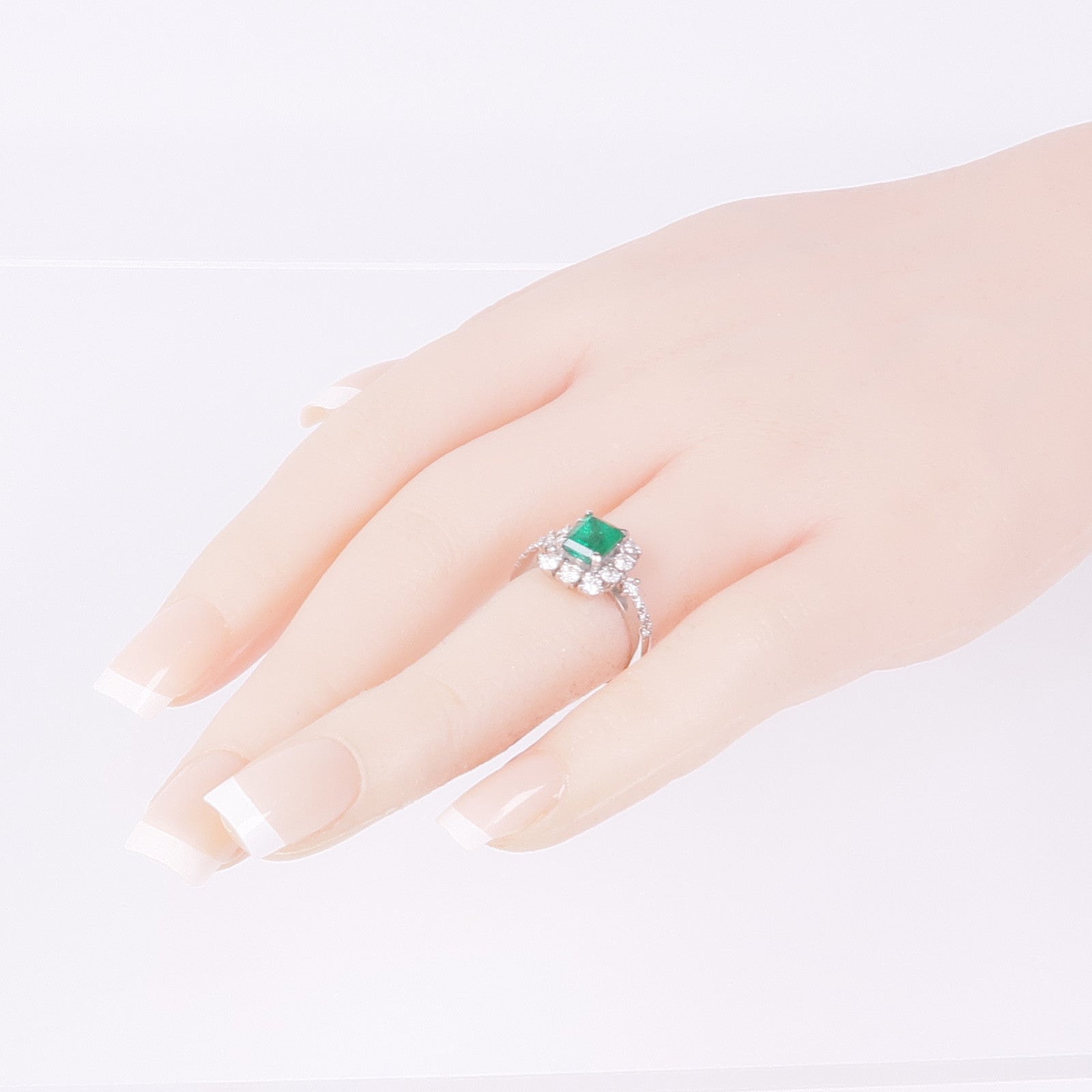 JEWELRY PT950鉑金Emerald Diamond Ring綠寶石/鑽石戒指US#5.5