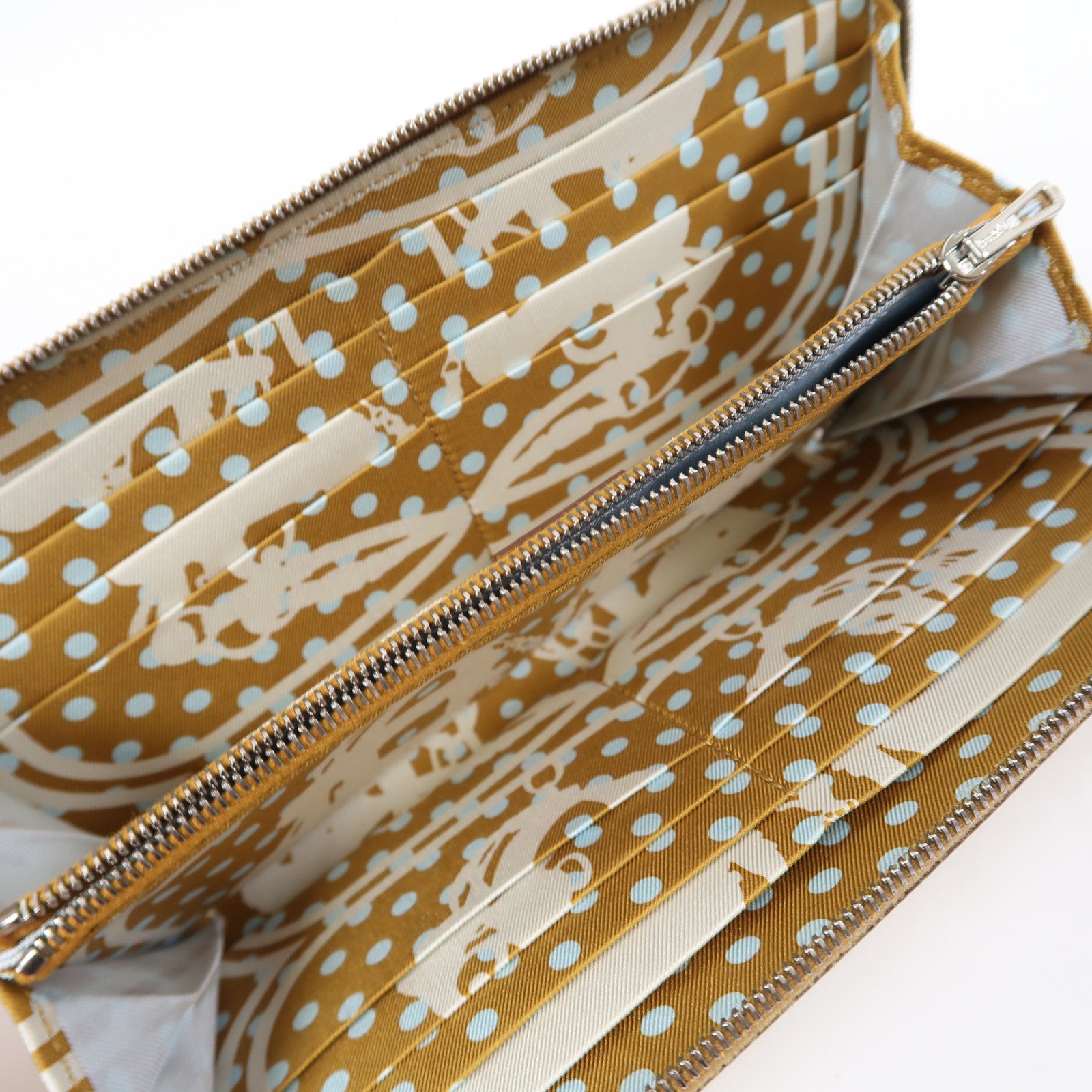 HERMES Epsom皮革Silk In銀扣長錢包芝麻色