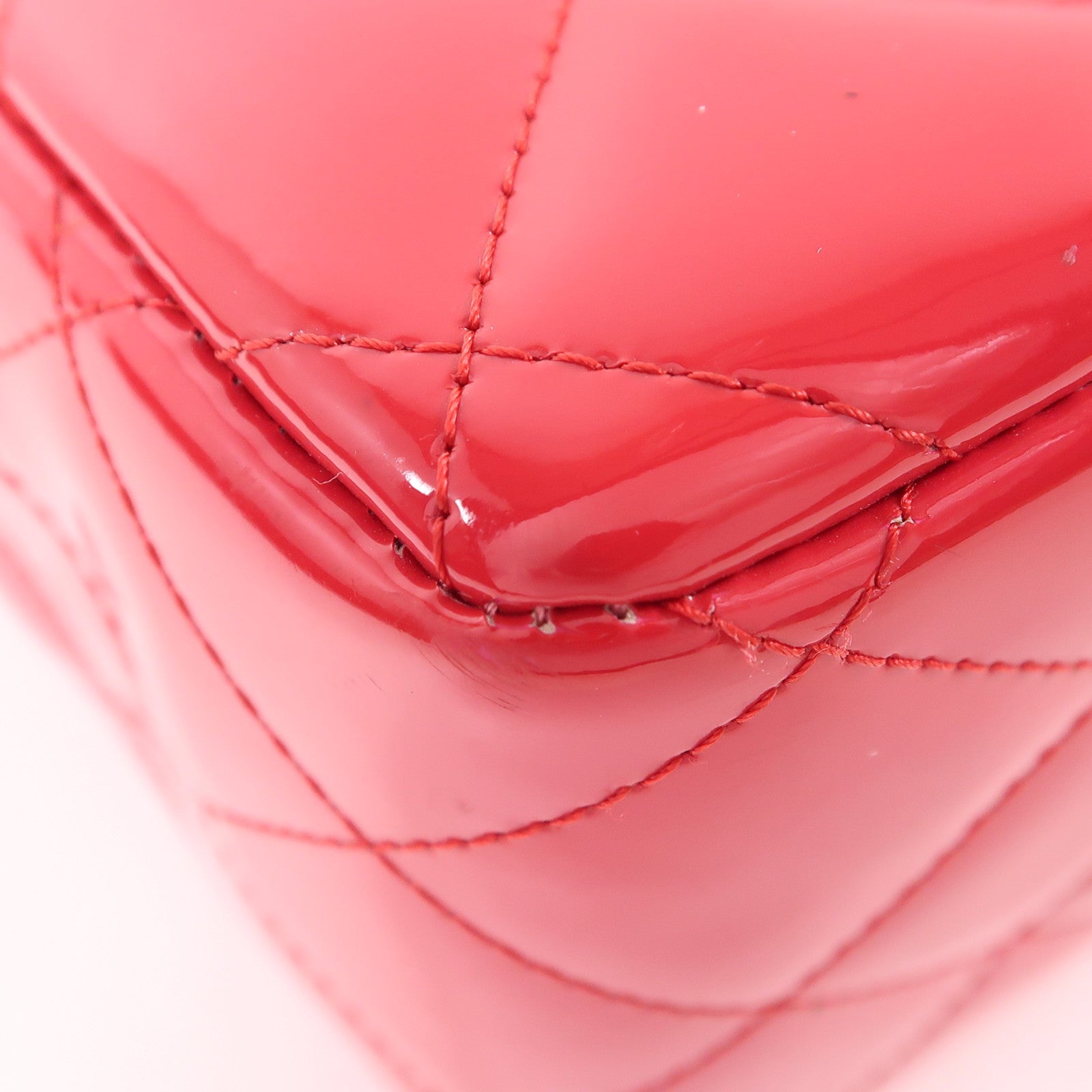 CHANEL 漆皮皮革Large Classic銀扣鏈帶肩背袋