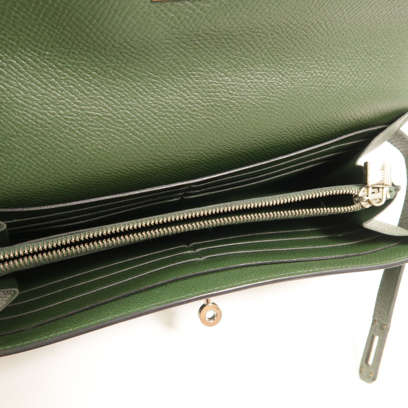 HERMES Epsom皮革Kelly Wallet長錢包Vert Anglais