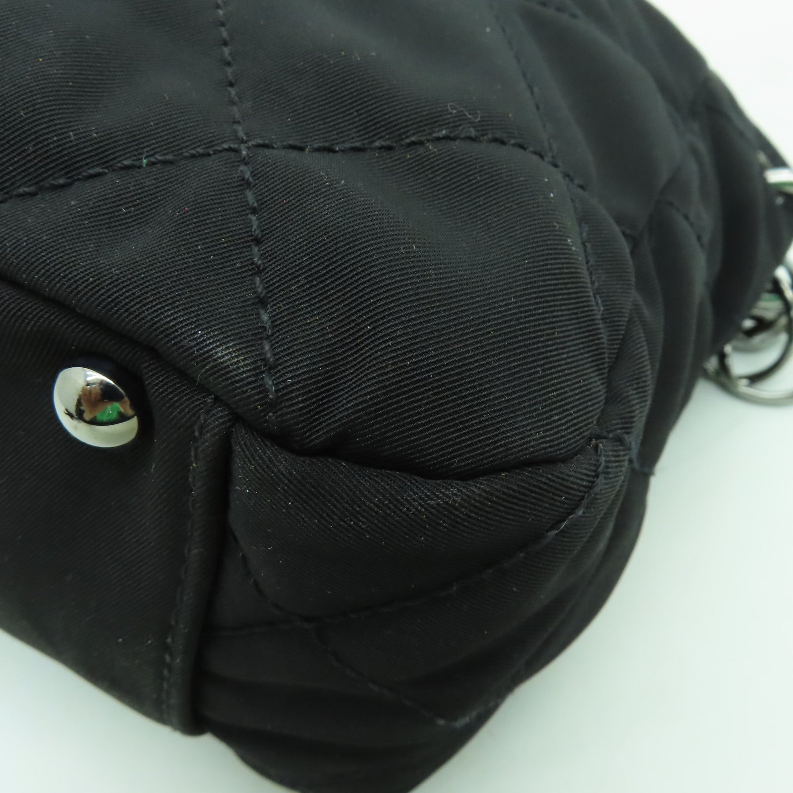 CHANEL 【清倉大減價】尼龍Chain Shoulder Bag銀扣鏈帶肩背袋黑色