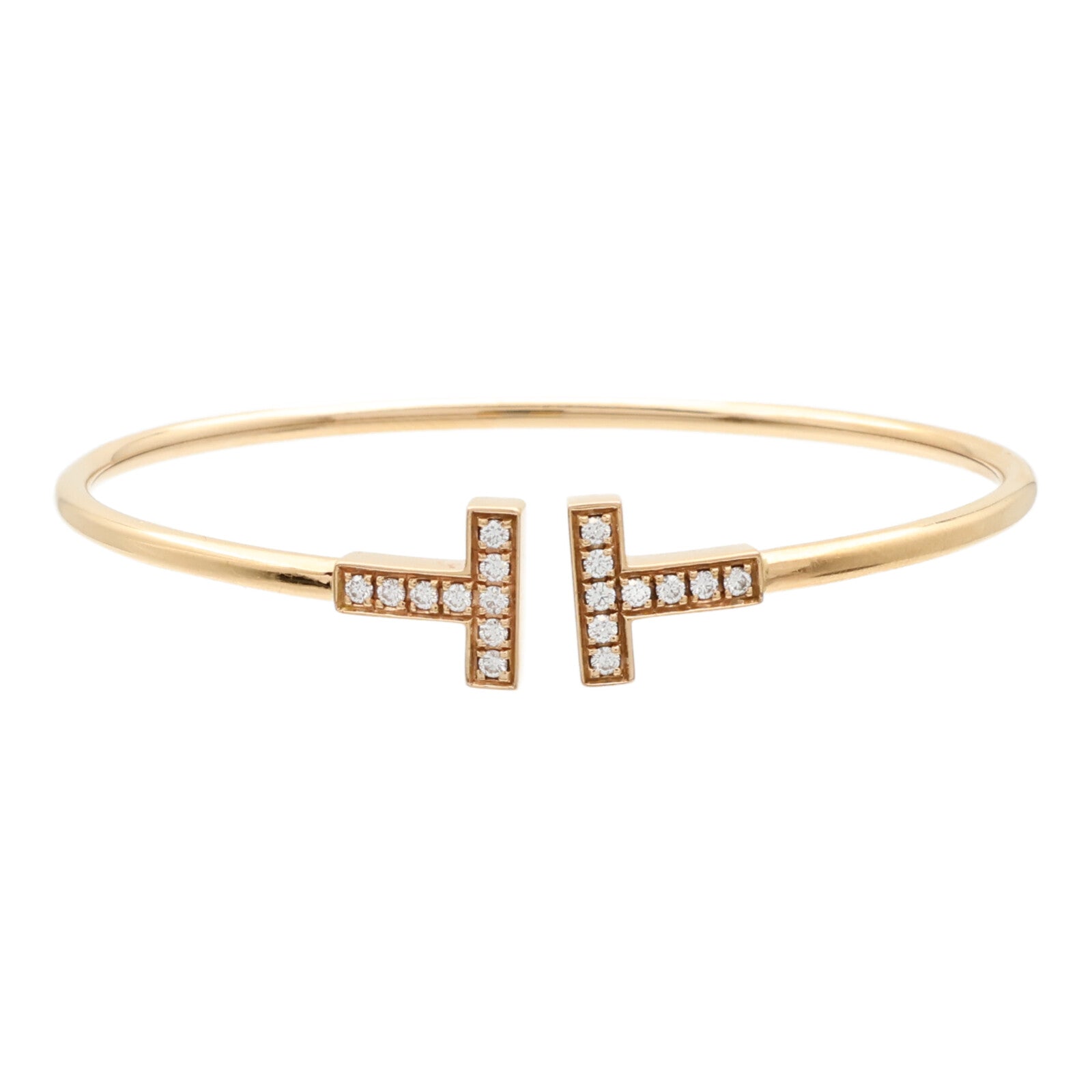TIFFANY＆CO 18K玫瑰金T Wire Diamond Bracelet鑽石手鐲