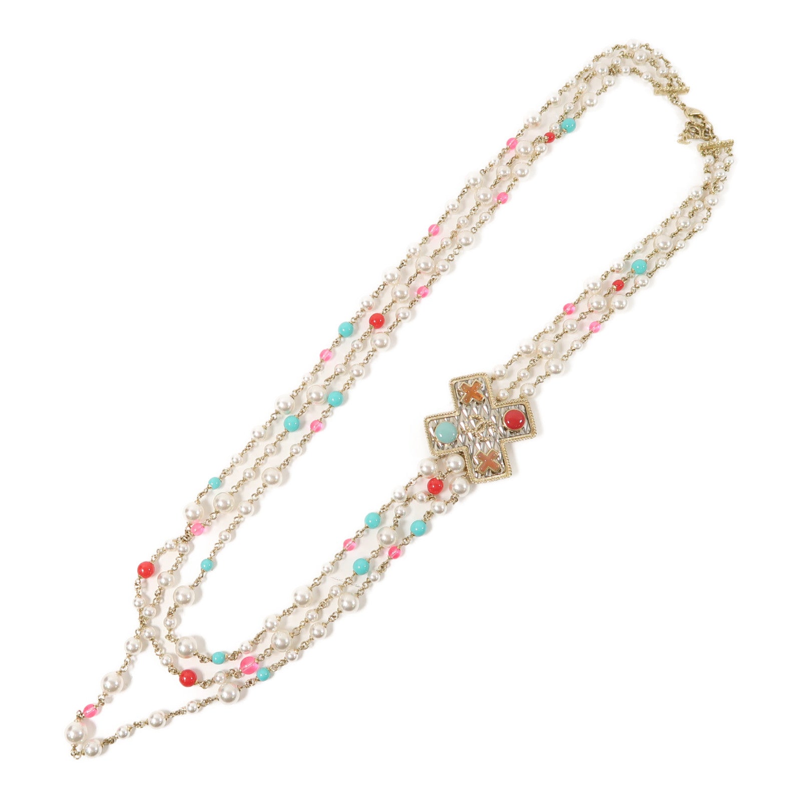 CHANEL 金屬Necklace項鍊金色/紅色/藍色