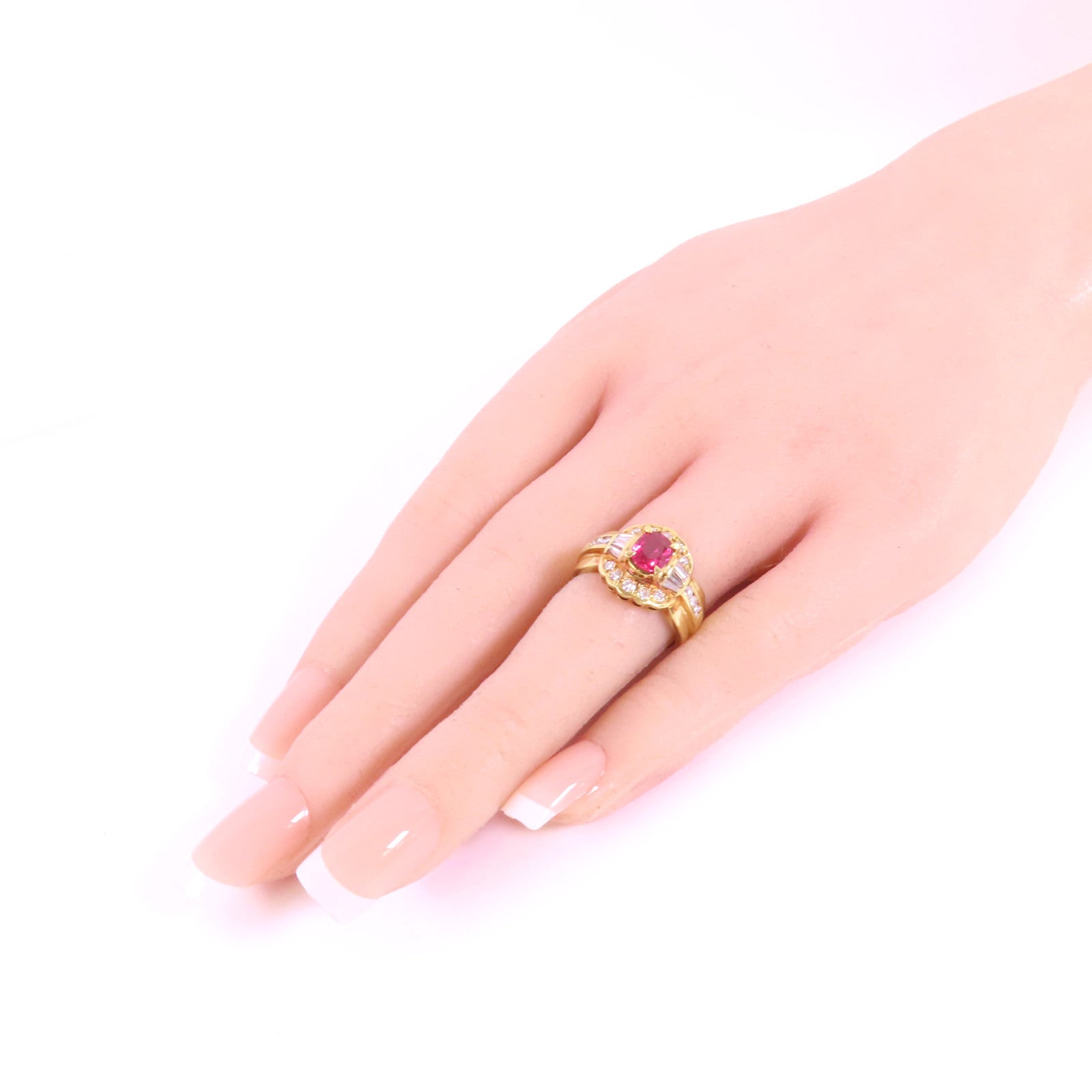 JEWELRY 【激減優惠】18K黃金/紅寶石/鑽石Ruby Diamond Ring戒指US#5.5