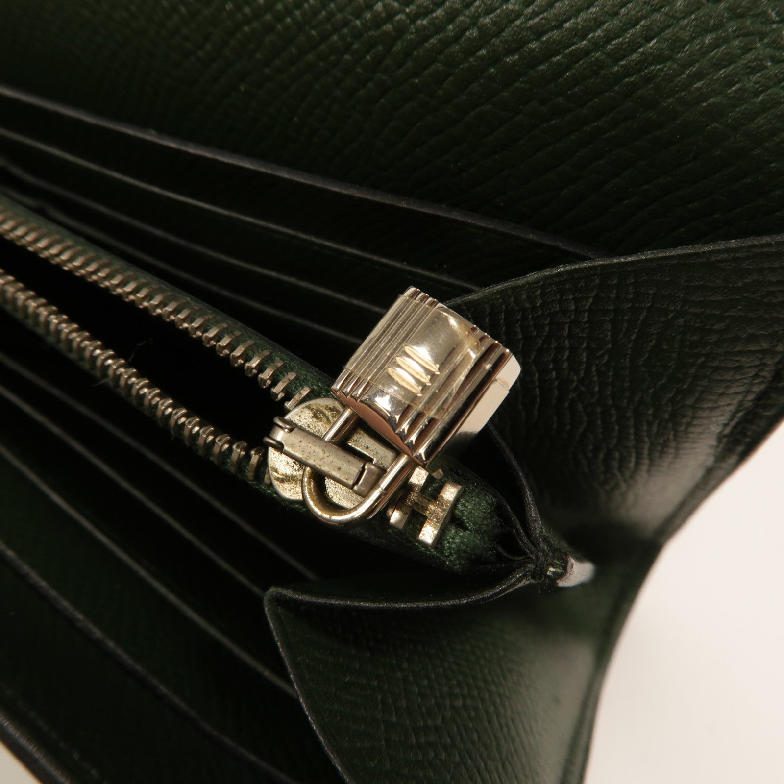 HERMES Epsom皮革Kelly Wallet長錢包Vert Anglais
