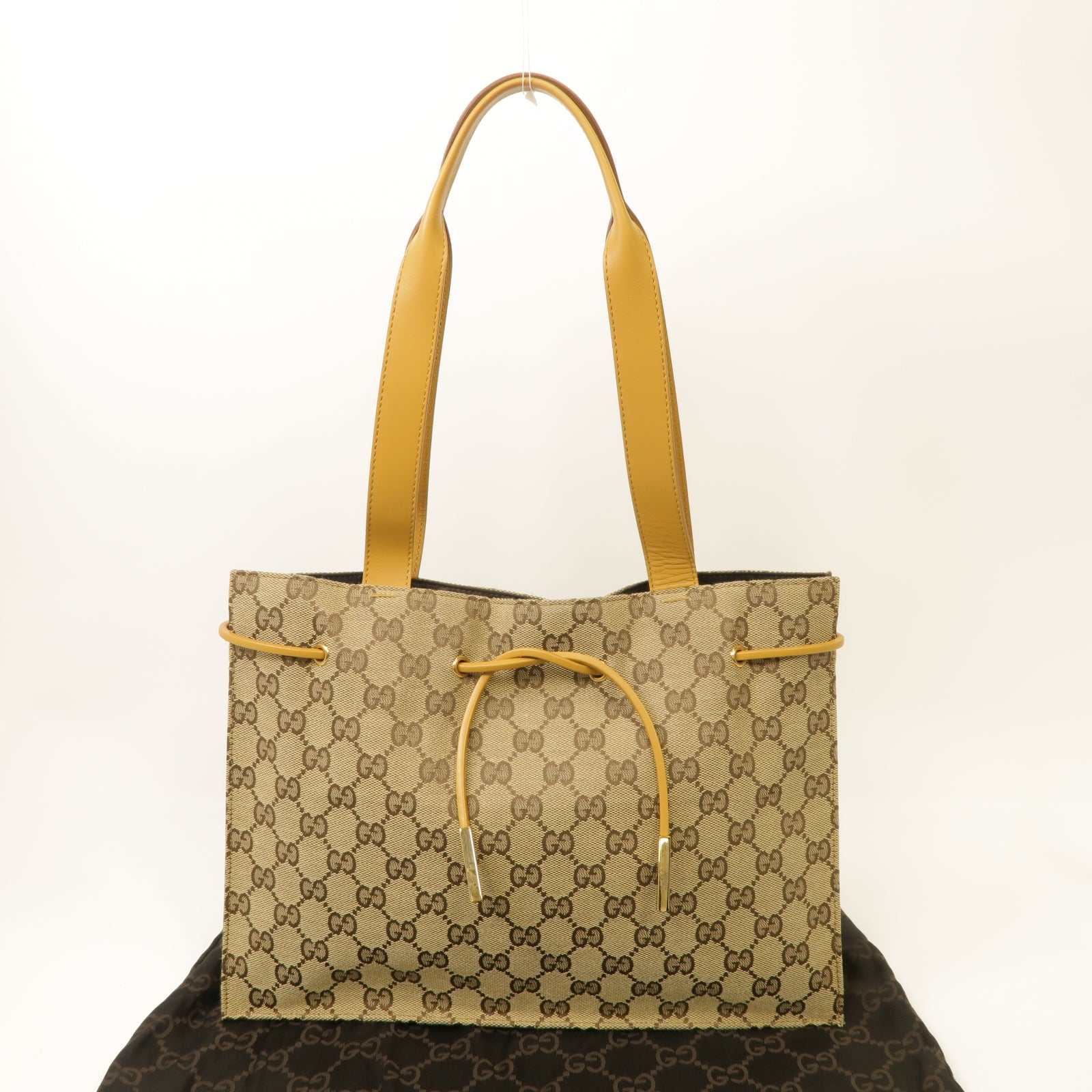 GUCCI 帆布Shoulder Tote Bag金扣肩背袋啡色