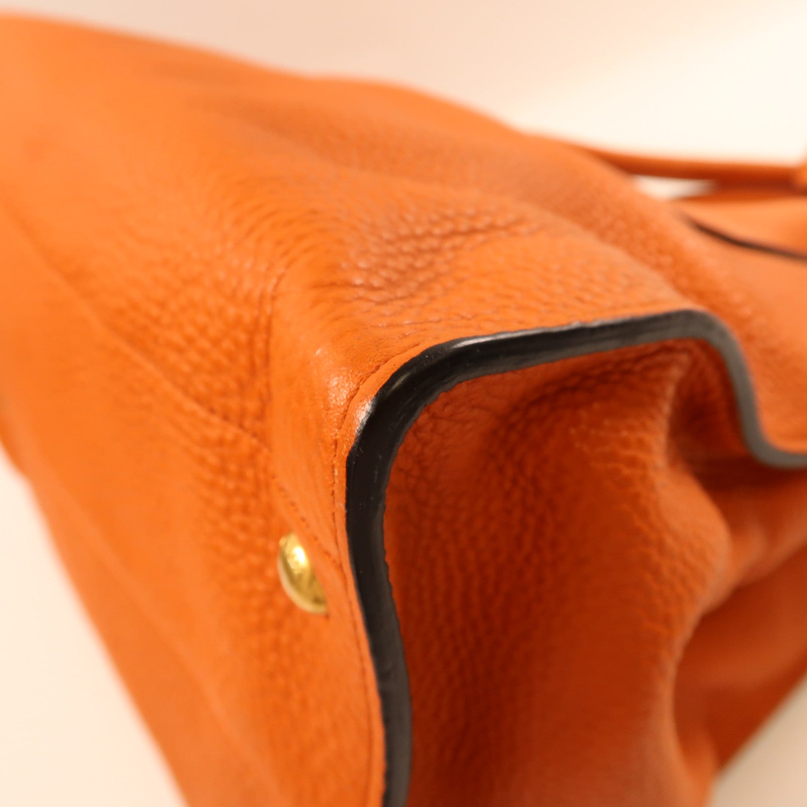 PRADA 牛皮皮革2 Way Shoulder金扣手挽肩背兩用袋橙色