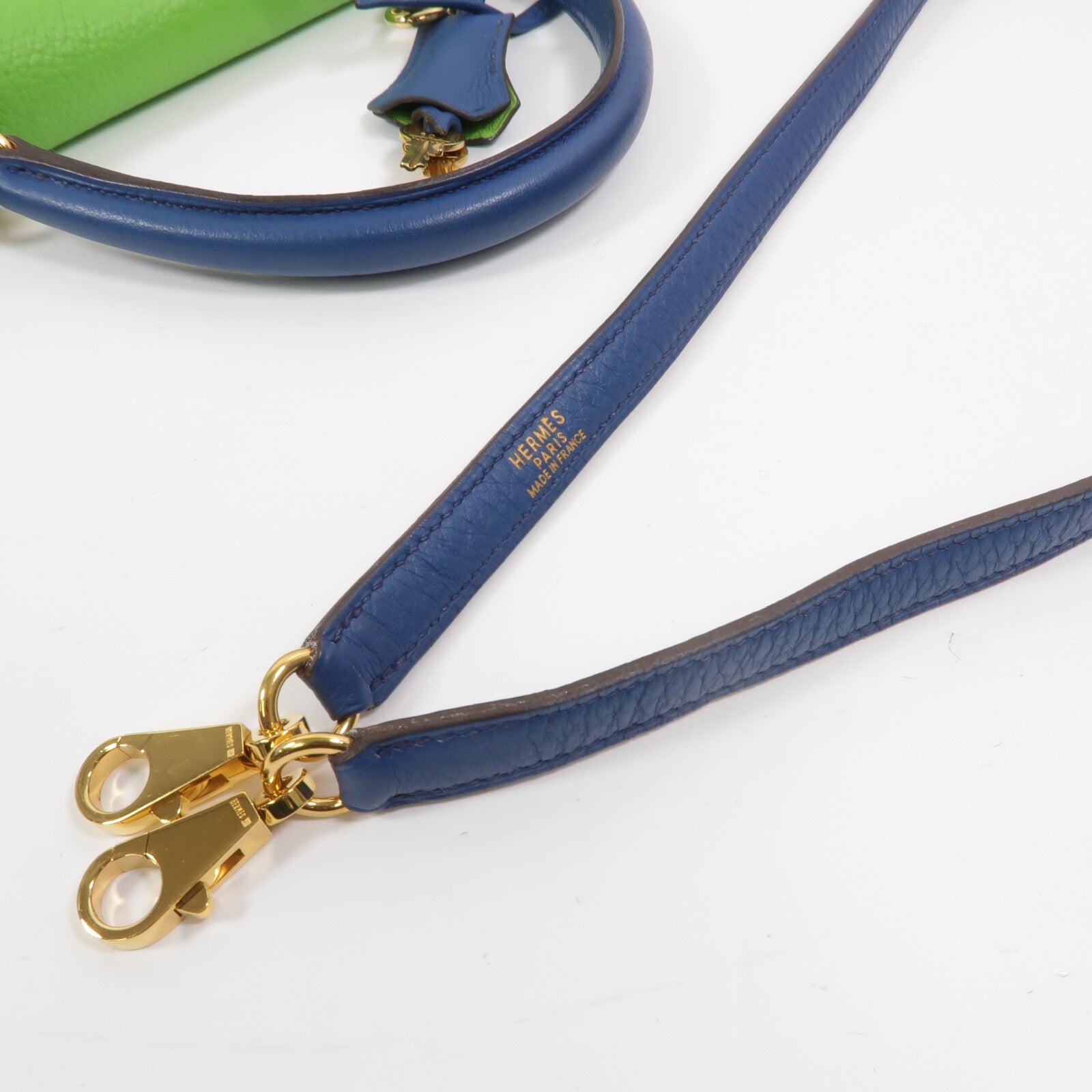 HERMES Togo皮革Kelly 35手挽肩背兩用袋Jaune/Bleu Thalassa/Vert Cru