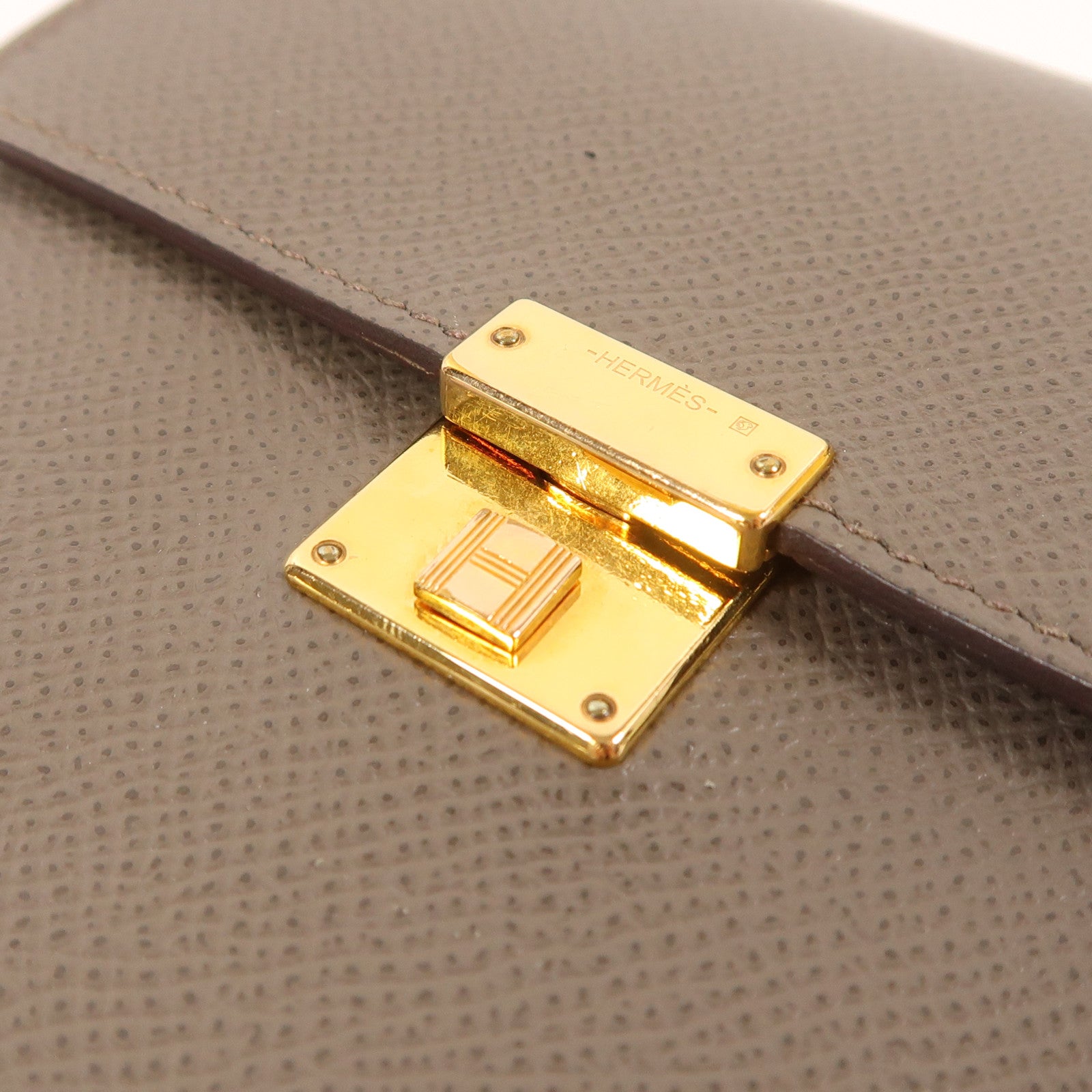HERMES 【激減優惠】Epsom皮革Clic Wallet金扣錢包Etain