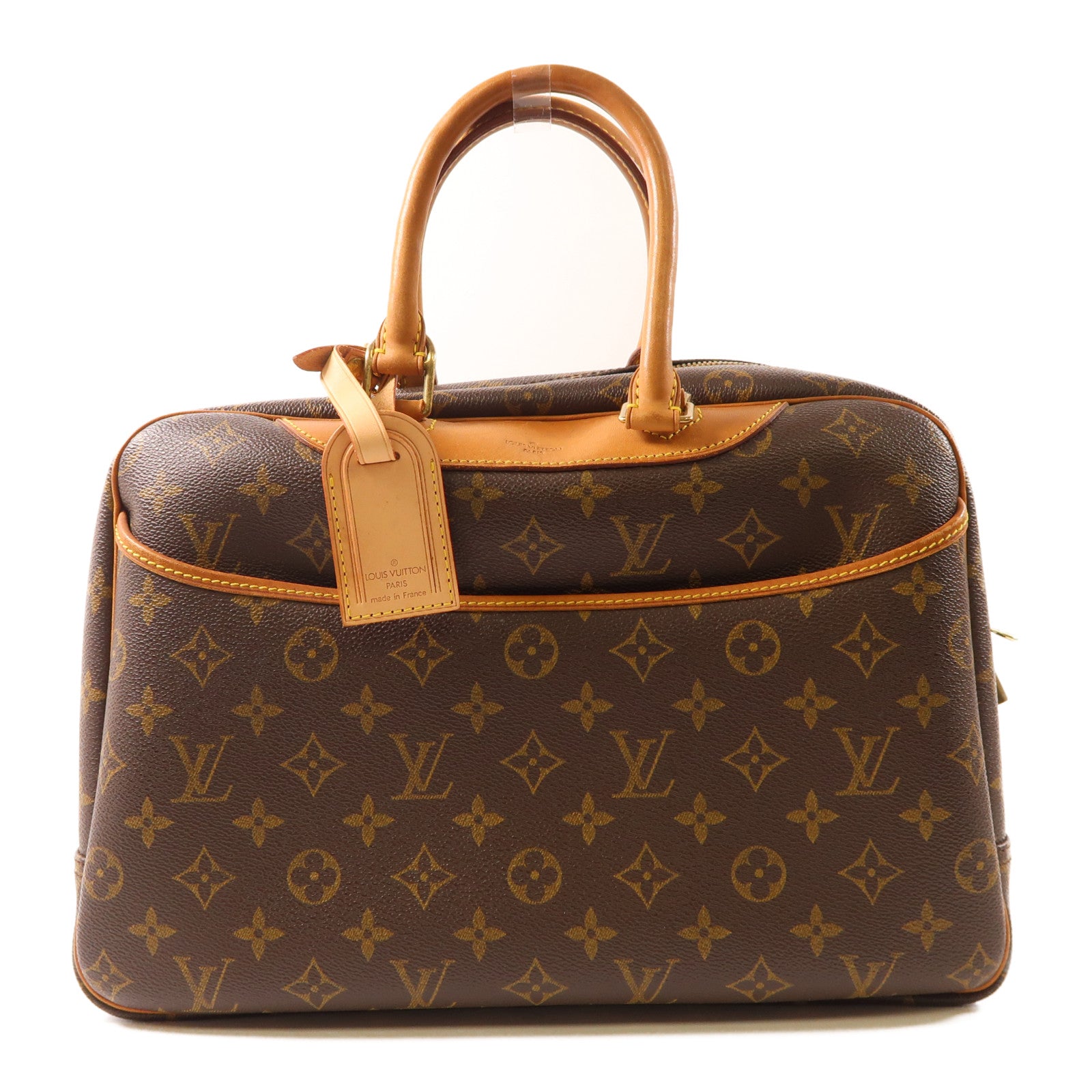 LOUIS VUITTON Monogram Deauville金扣手挽袋棕色