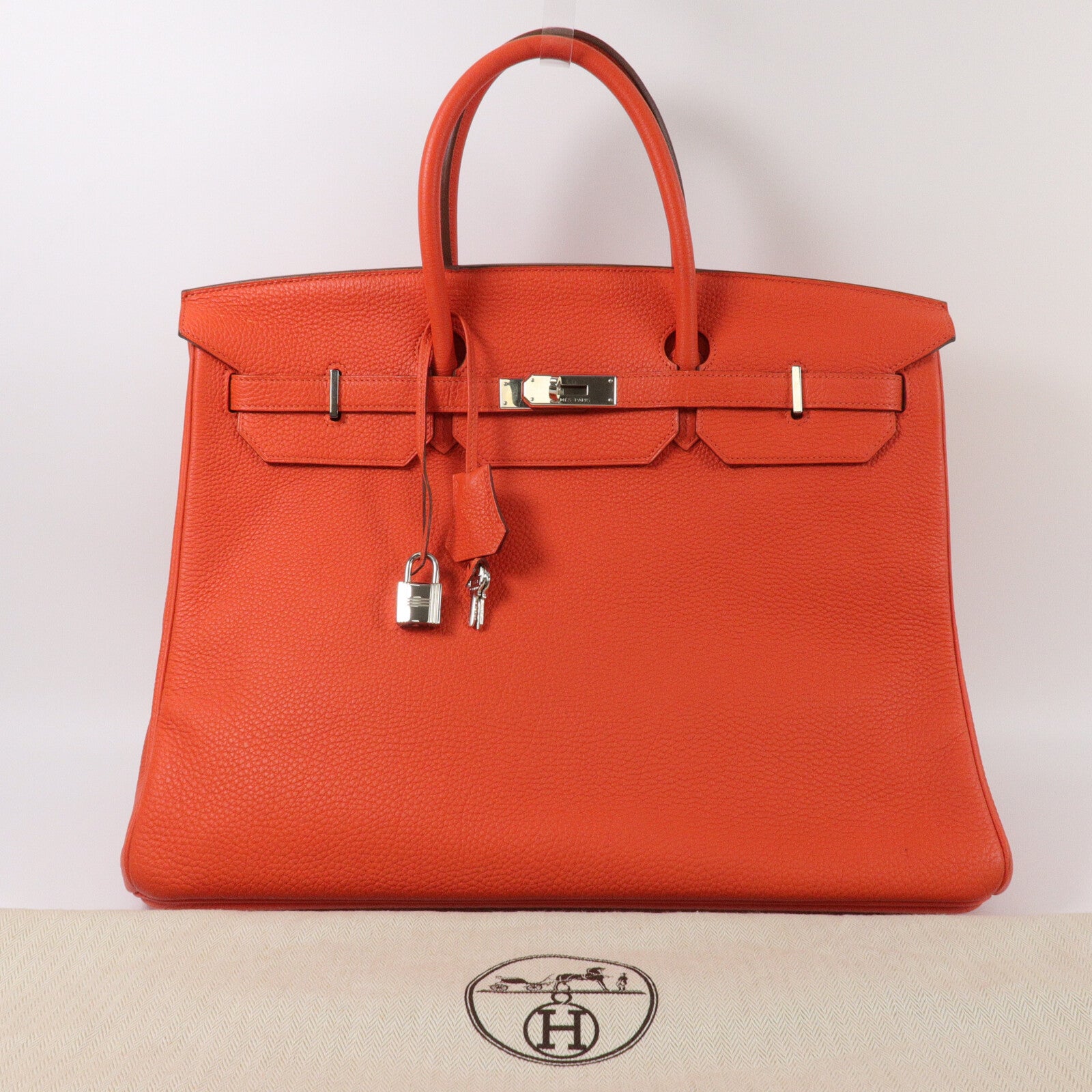 HERMES Togo皮革Birkin 40手挽袋Orange Poppy