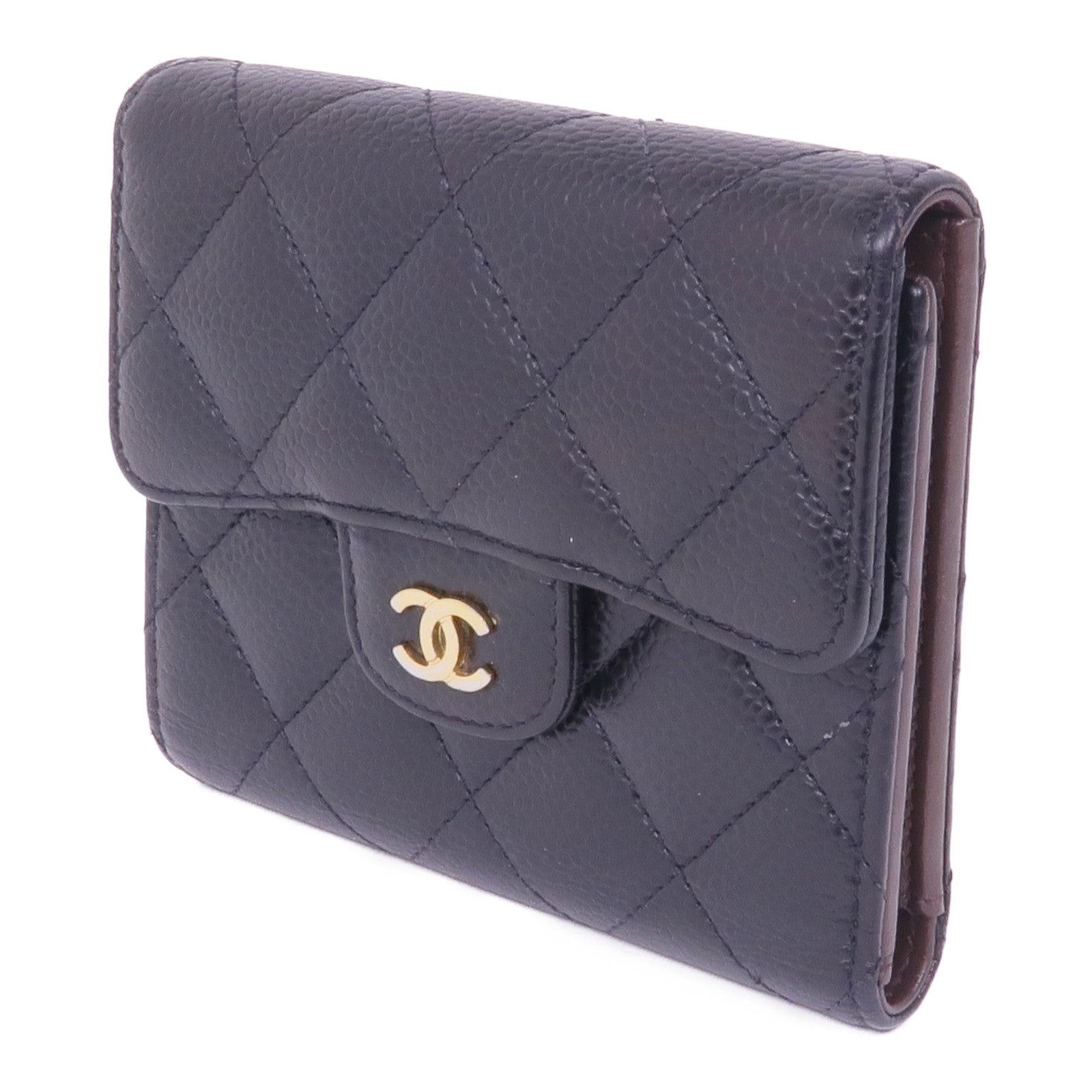 CHANEL 牛皮皮革Wallet金扣錢包