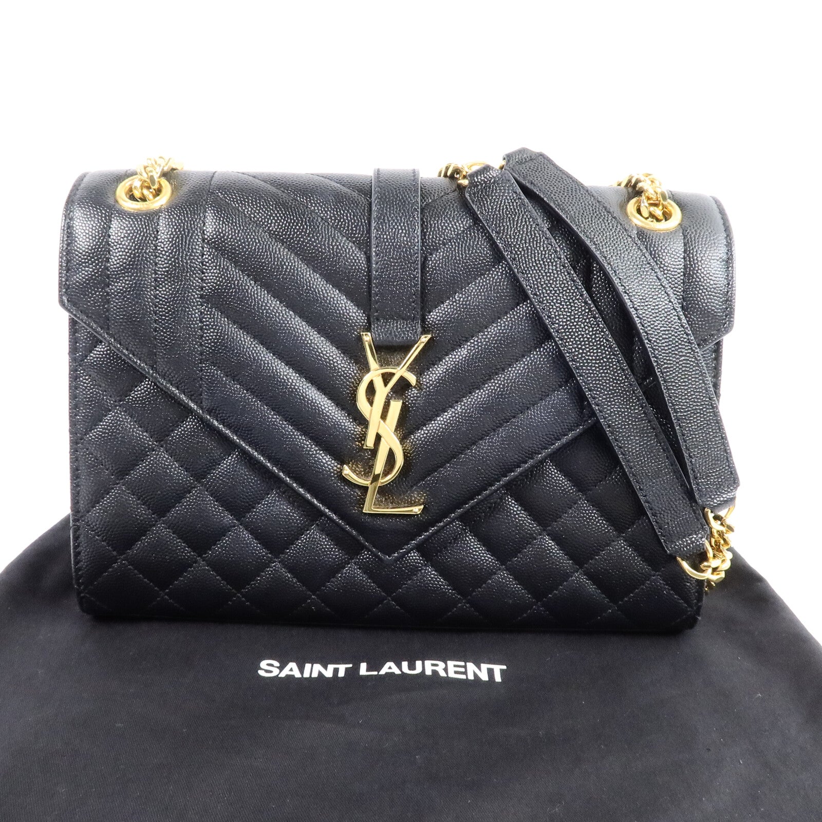 SAINT LAURENT 牛皮皮革Envelope Medium鏈帶肩背袋