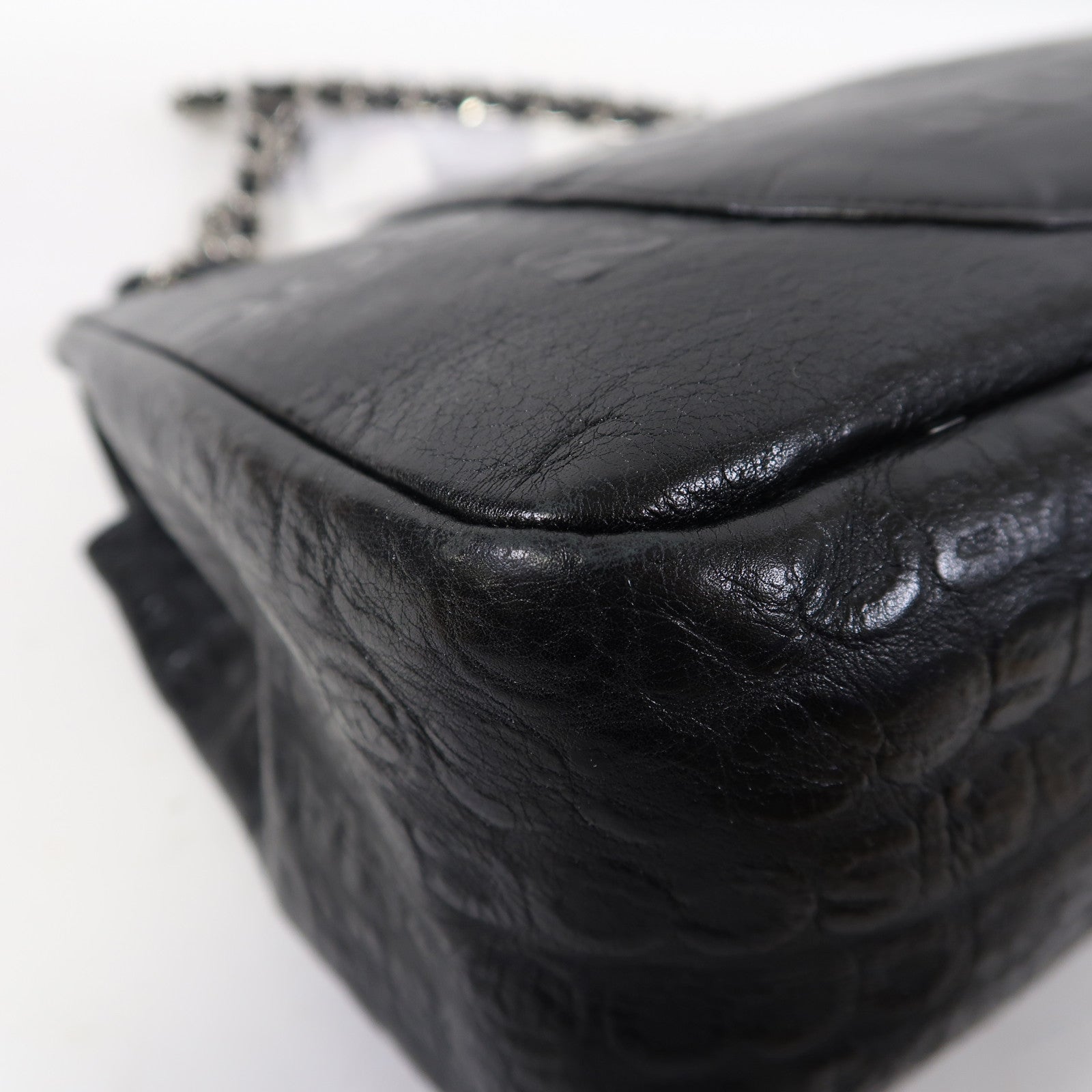 CHANEL 【激減優惠】牛皮皮革2.55 Chain Shoulder銀扣鏈帶肩背袋黑色