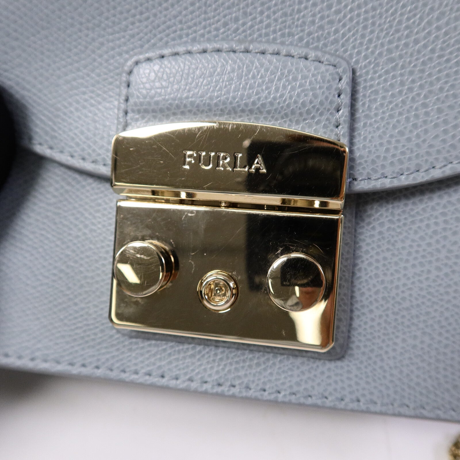Furla 牛皮皮革Chain Shoulder鏈帶肩背袋