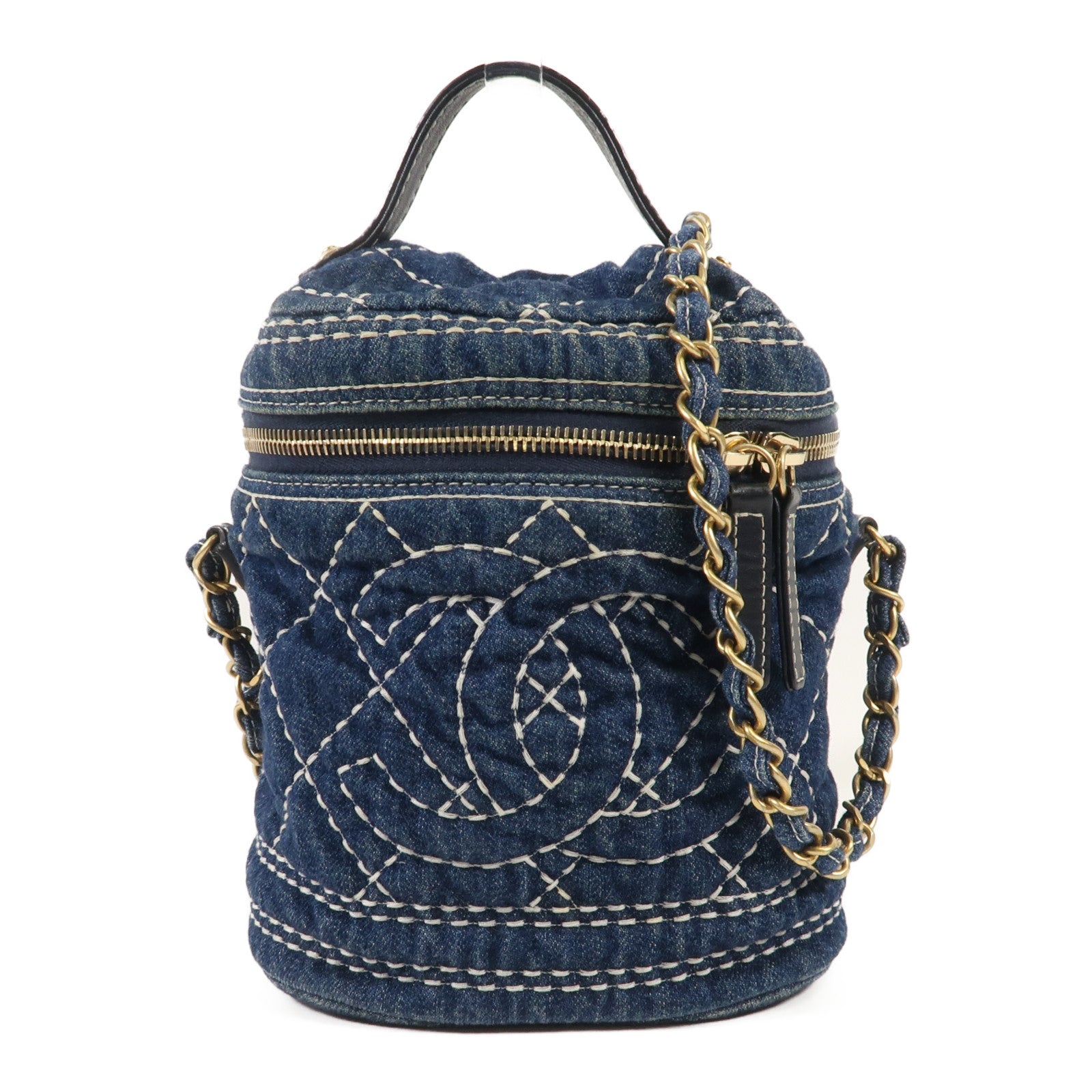 CHANEL 牛仔布Vanity Bag金扣手挽肩背兩用袋