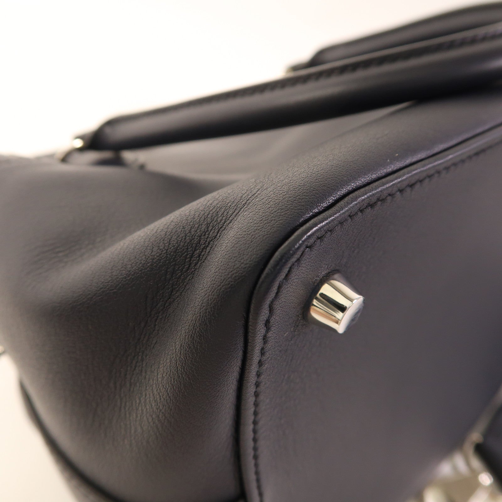 HERMES Evercolor皮革Toolbox 20銀扣手挽肩背兩用袋Bleu Indigo/Fuchsia