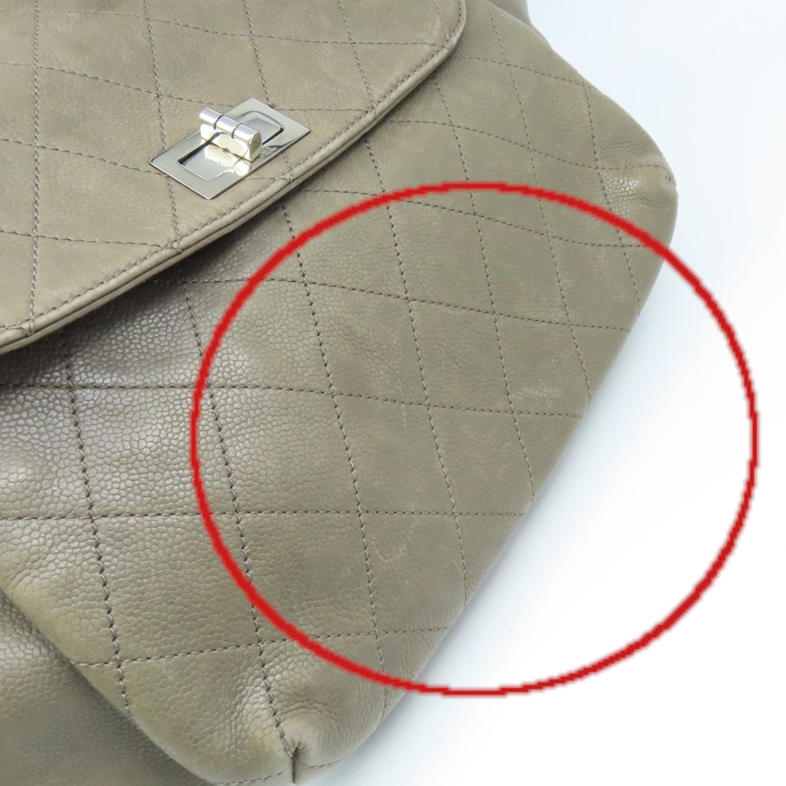 CHANEL 【激減優惠】菱格牛皮皮革Shoulder Bag銀扣肩背袋軍綠色