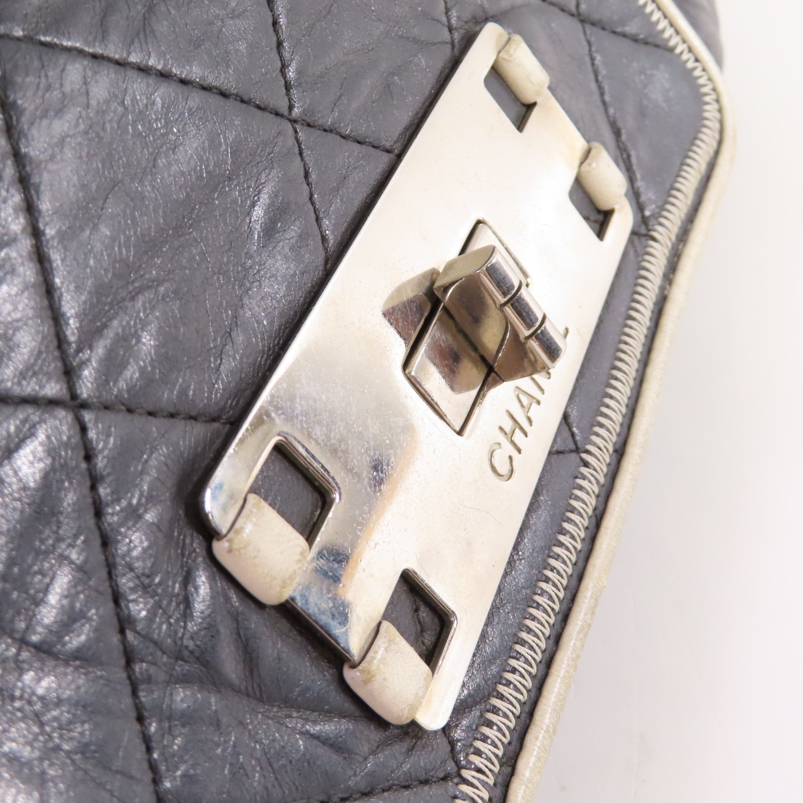CHANEL 【激減優惠】菱格牛皮皮革Chain Shoulder Bag銀扣鏈帶肩背袋黑色