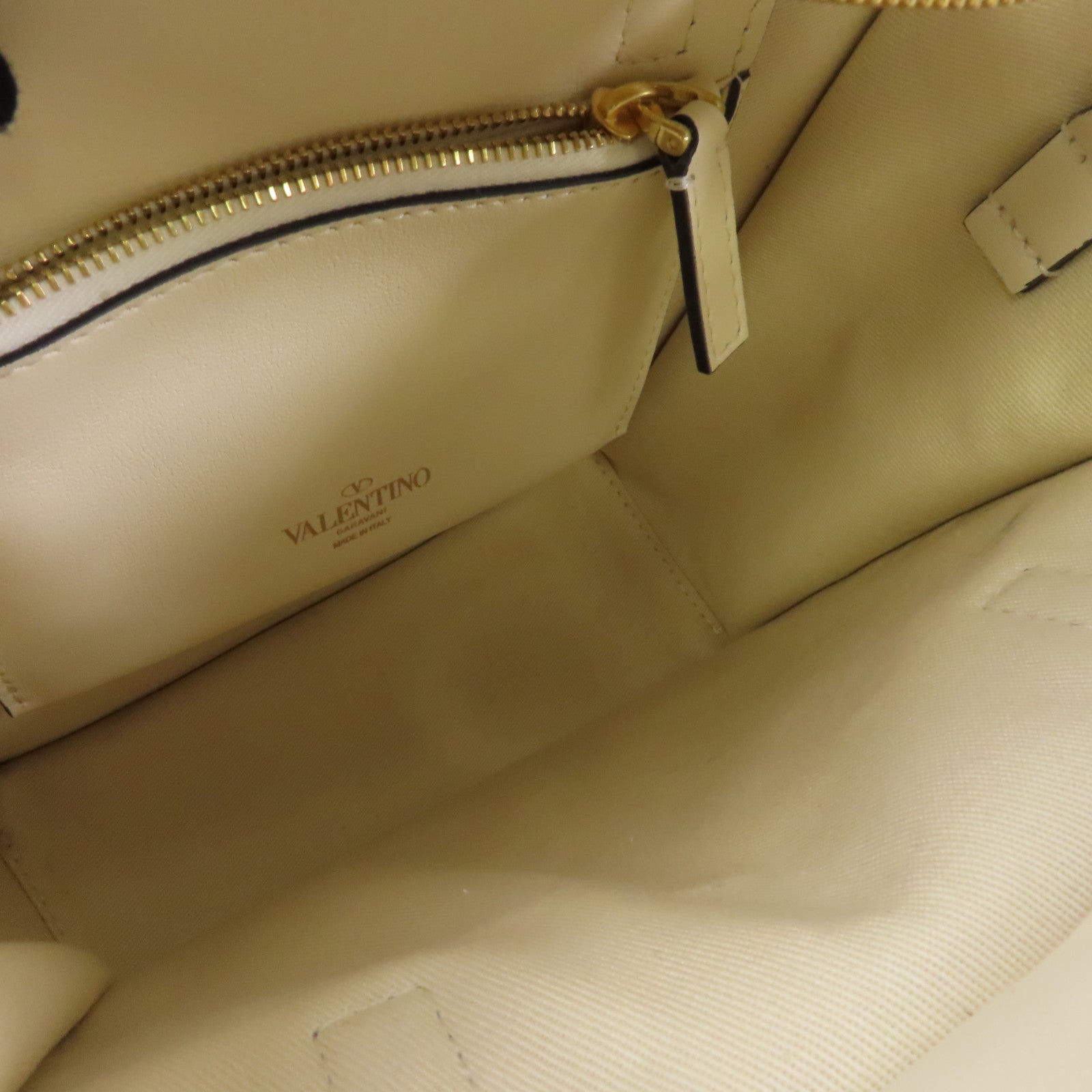 Valentino 牛皮皮革Shoulder Bag金扣手挽肩背兩用袋白色