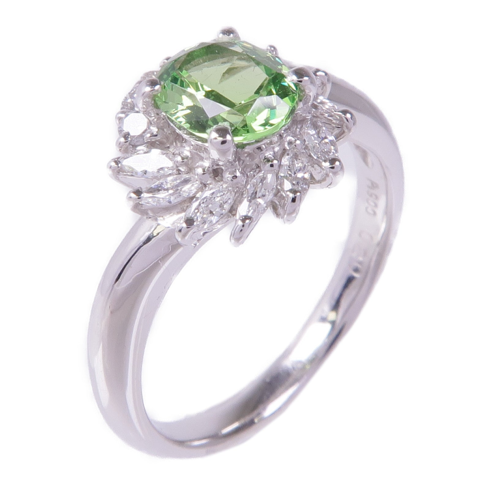 JEWELRY PT900鉑金Garnet Diamond Ring石榴石/鑽石戒指US#6