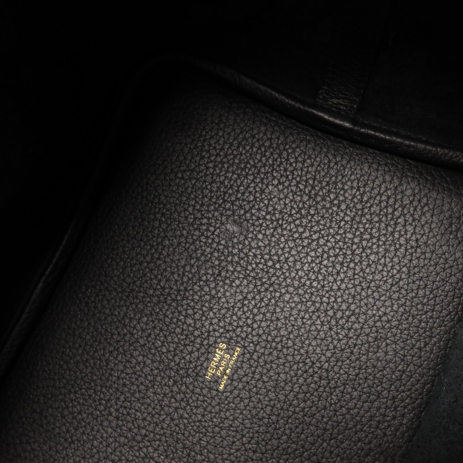 HERMES Clemence皮革Picotin MM扣手挽袋Noir