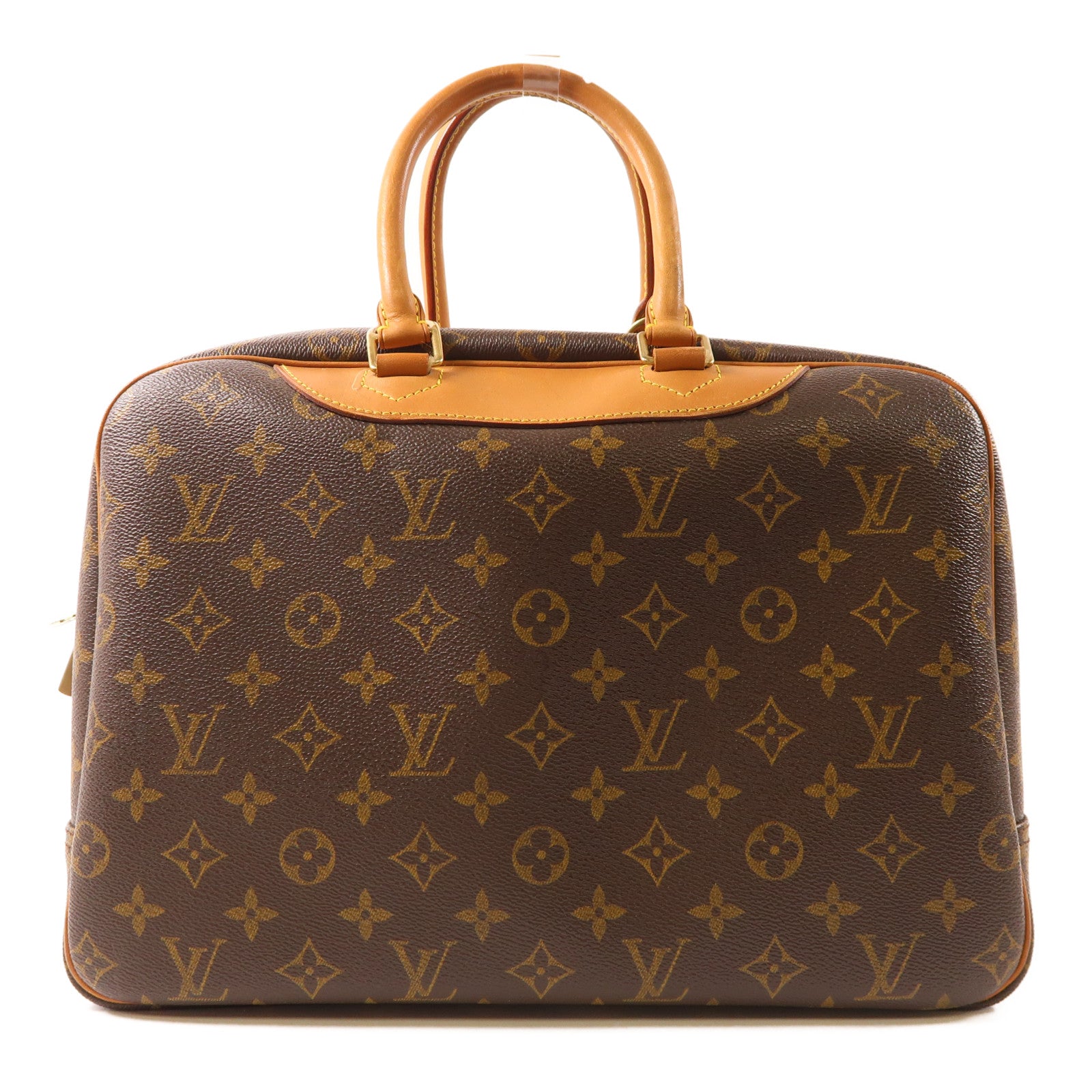LOUIS VUITTON Monogram Deauville金扣手挽袋棕色