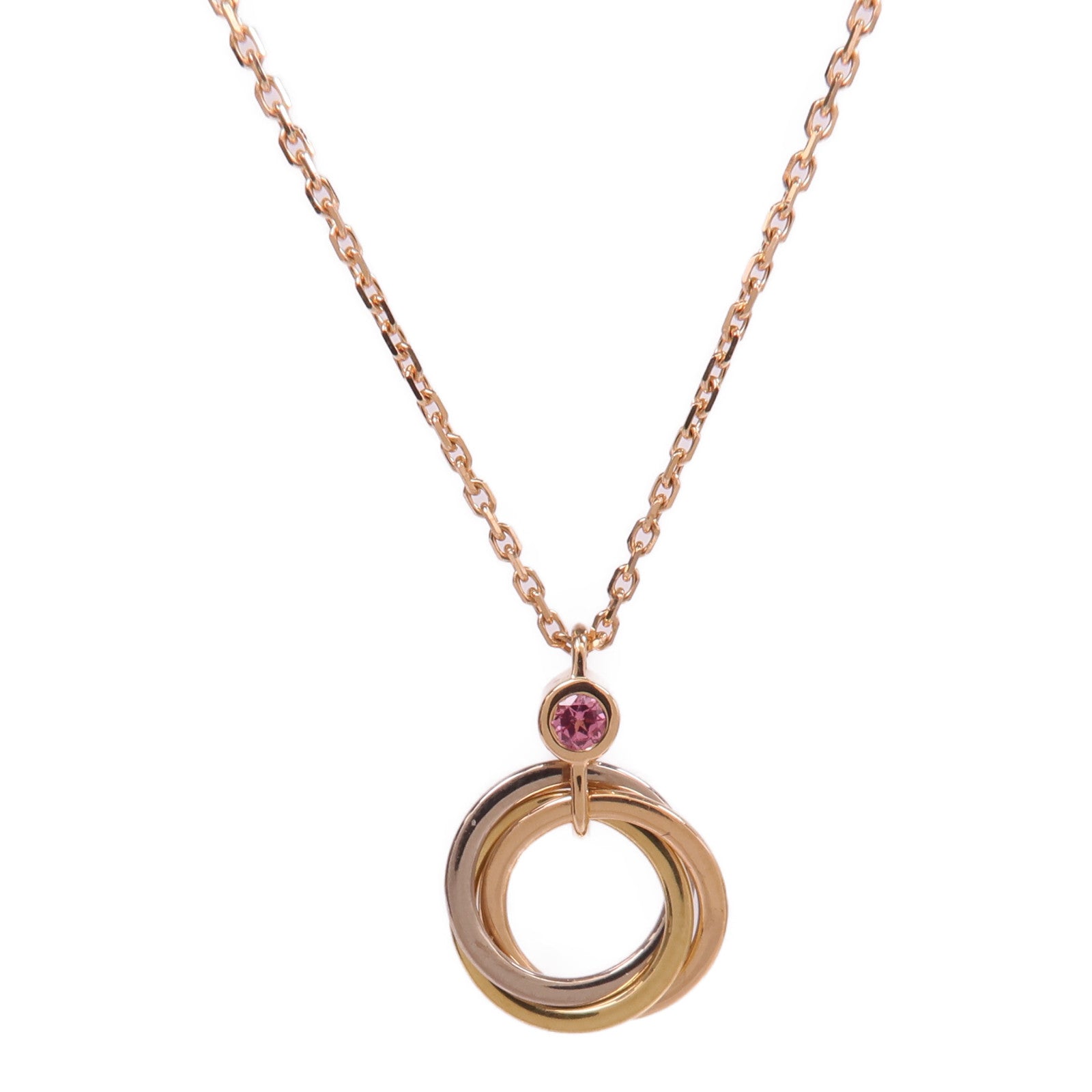 CARTIER 18K黃金/白金/玫瑰金Trinity粉尖晶石項鍊