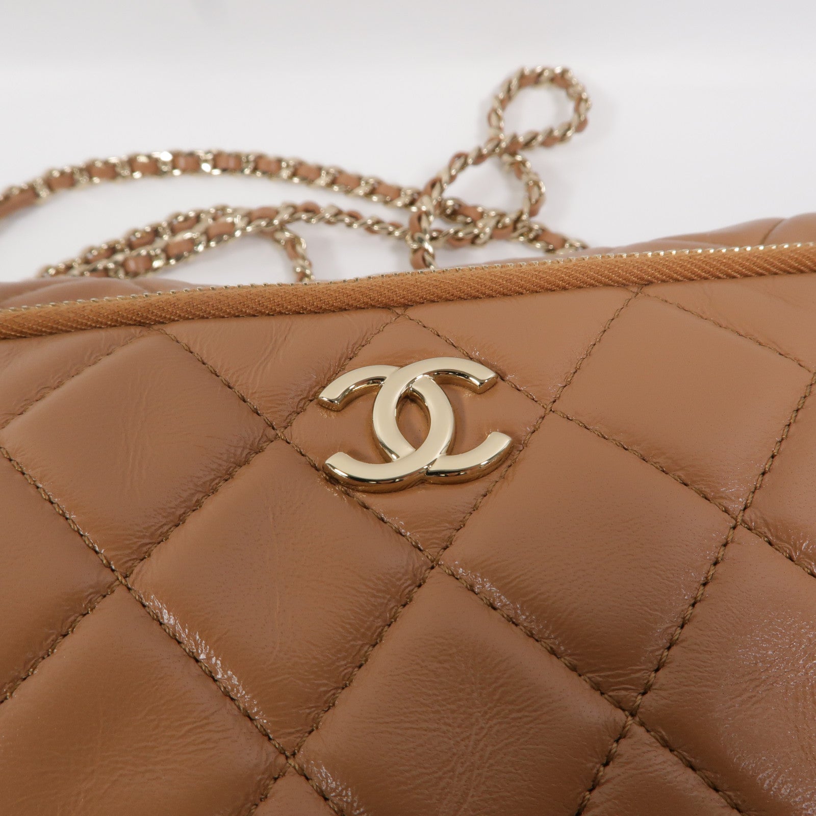 CHANEL 羊皮皮革24K Camera Bag鏈帶肩背袋