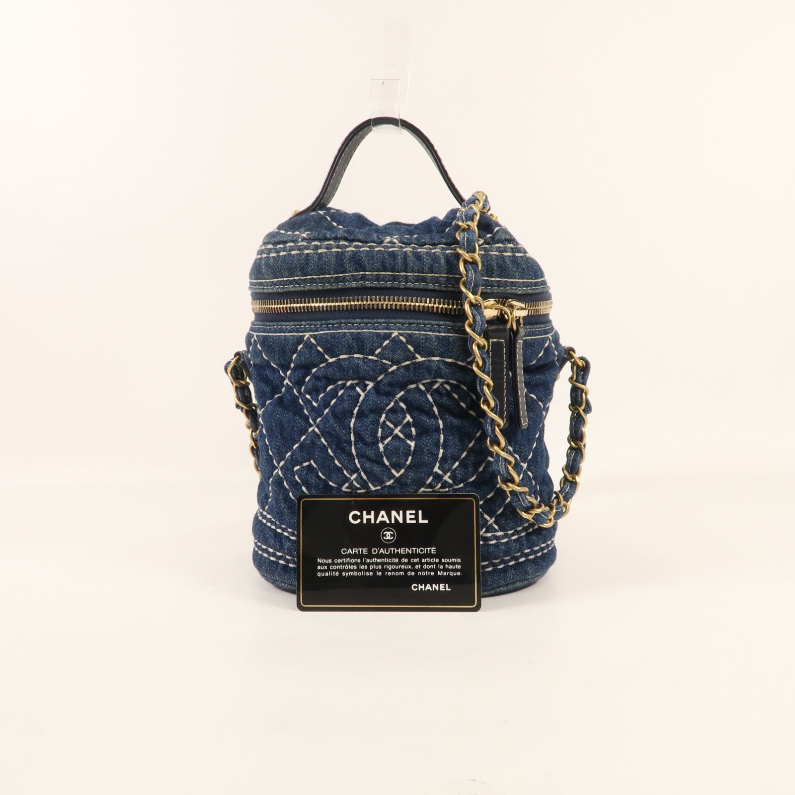 CHANEL 牛仔布Vanity Bag金扣手挽肩背兩用袋