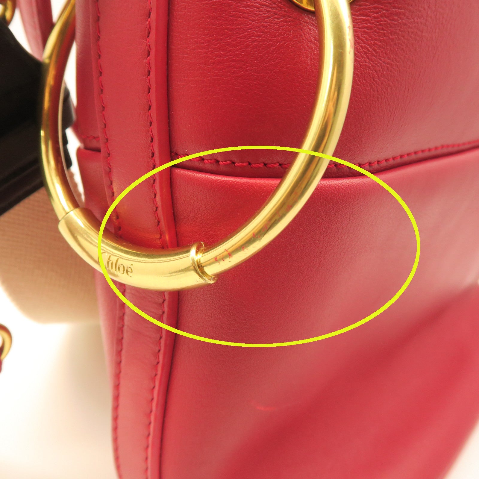 Chloe Leather Shoulder Bag Gold Button Shoulder Bag Red