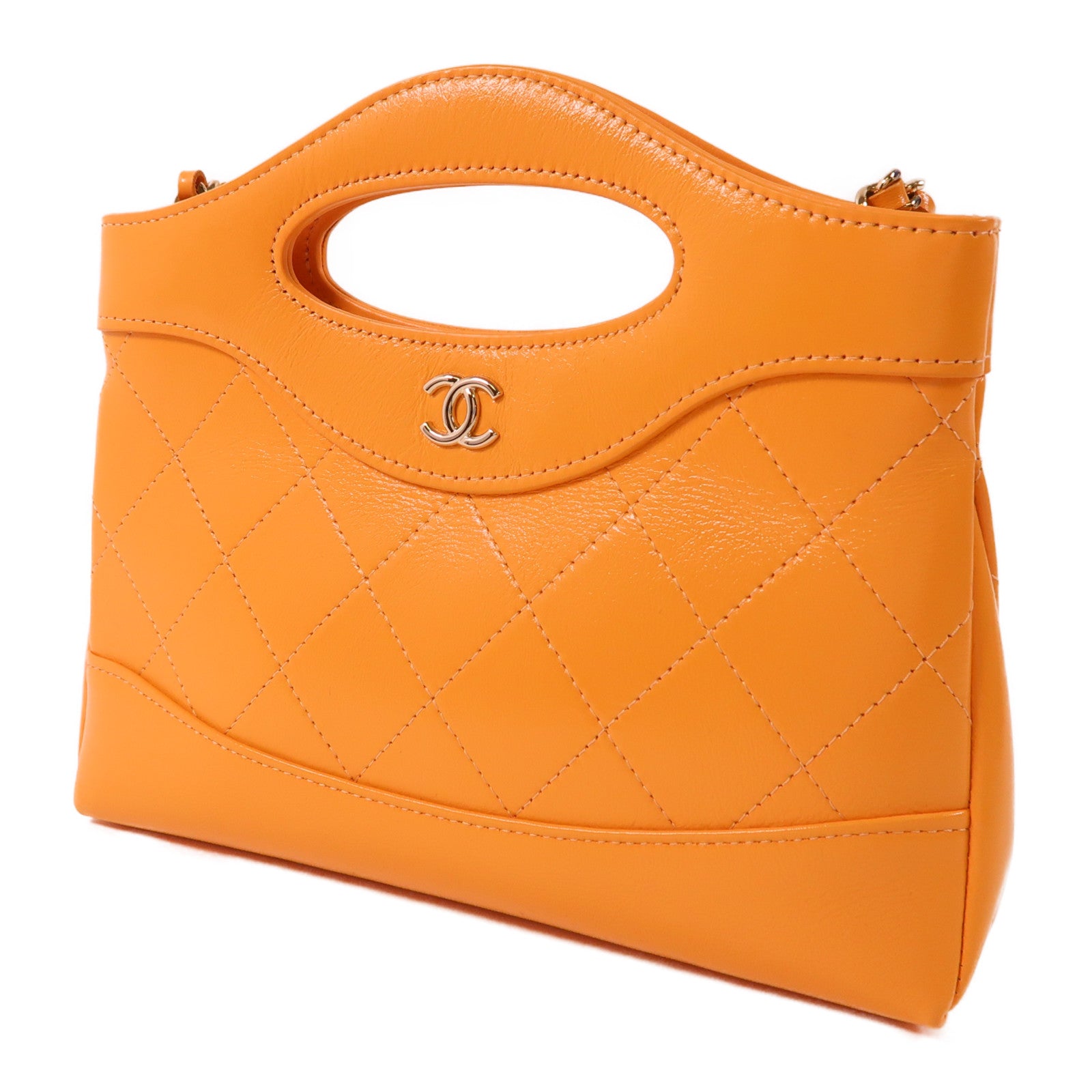 CHANEL 牛皮皮革Mini 31金扣手挽肩背兩用袋