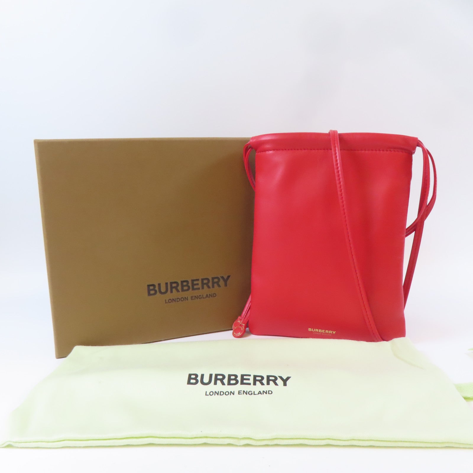 BURBERRY 牛皮皮革Shoulder Bag肩背袋紅色