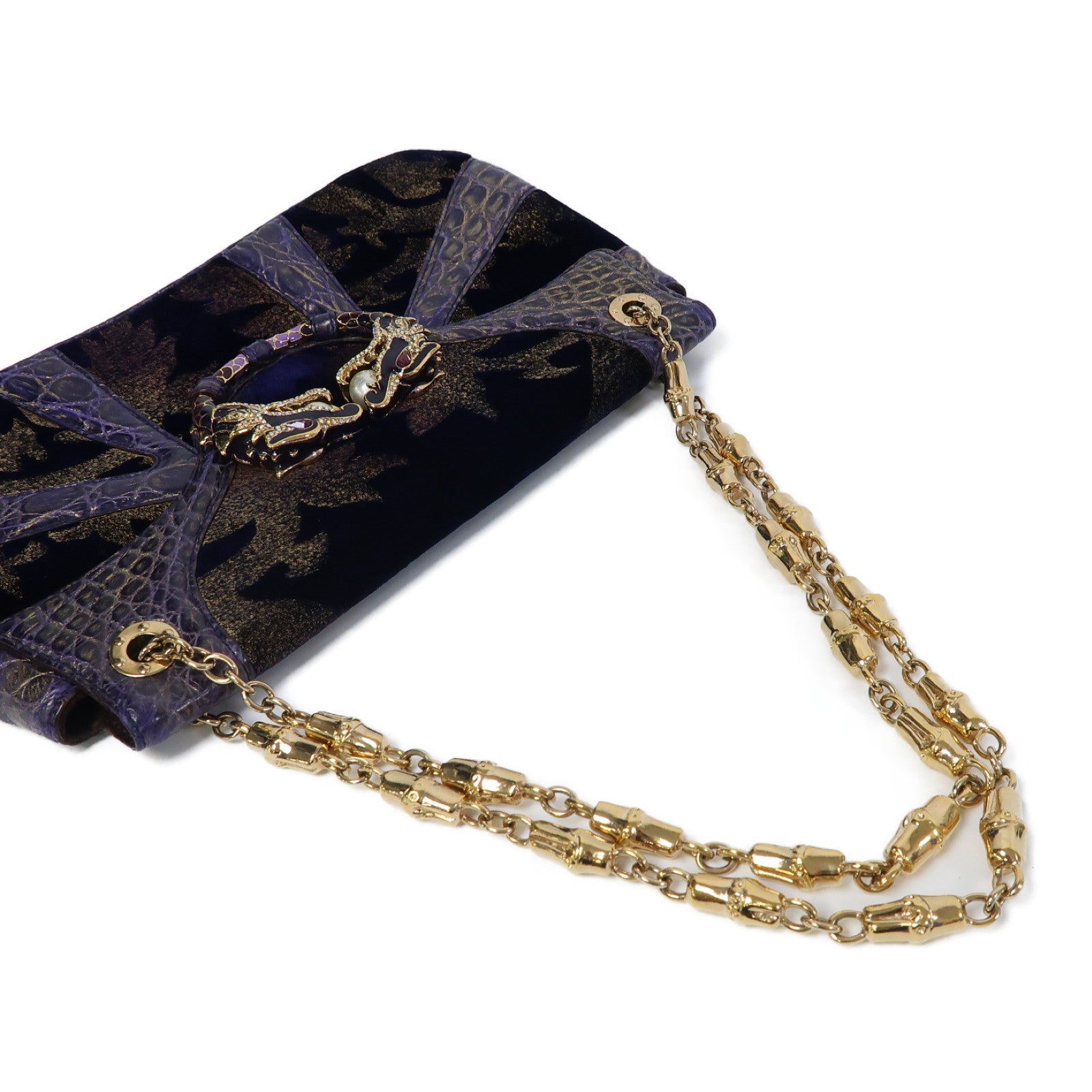 GUCCI 【激減優惠】皮革Chain Shoulder金扣鏈帶肩背袋藍色