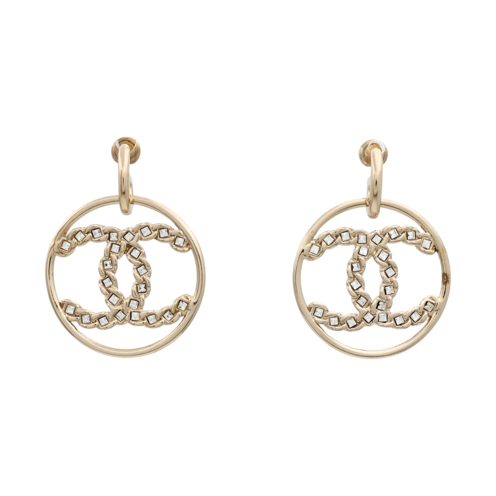 CHANEL 金屬CC Crystal Round Earrings耳環