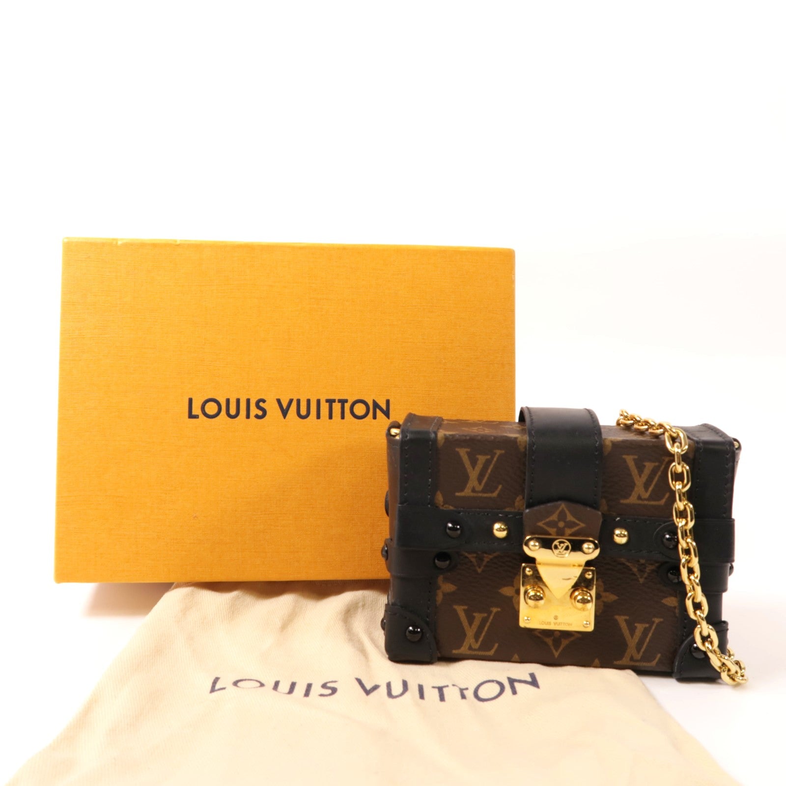 LOUIS VUITTON Monogram Mini Essential Trunk金扣鏈帶肩背袋