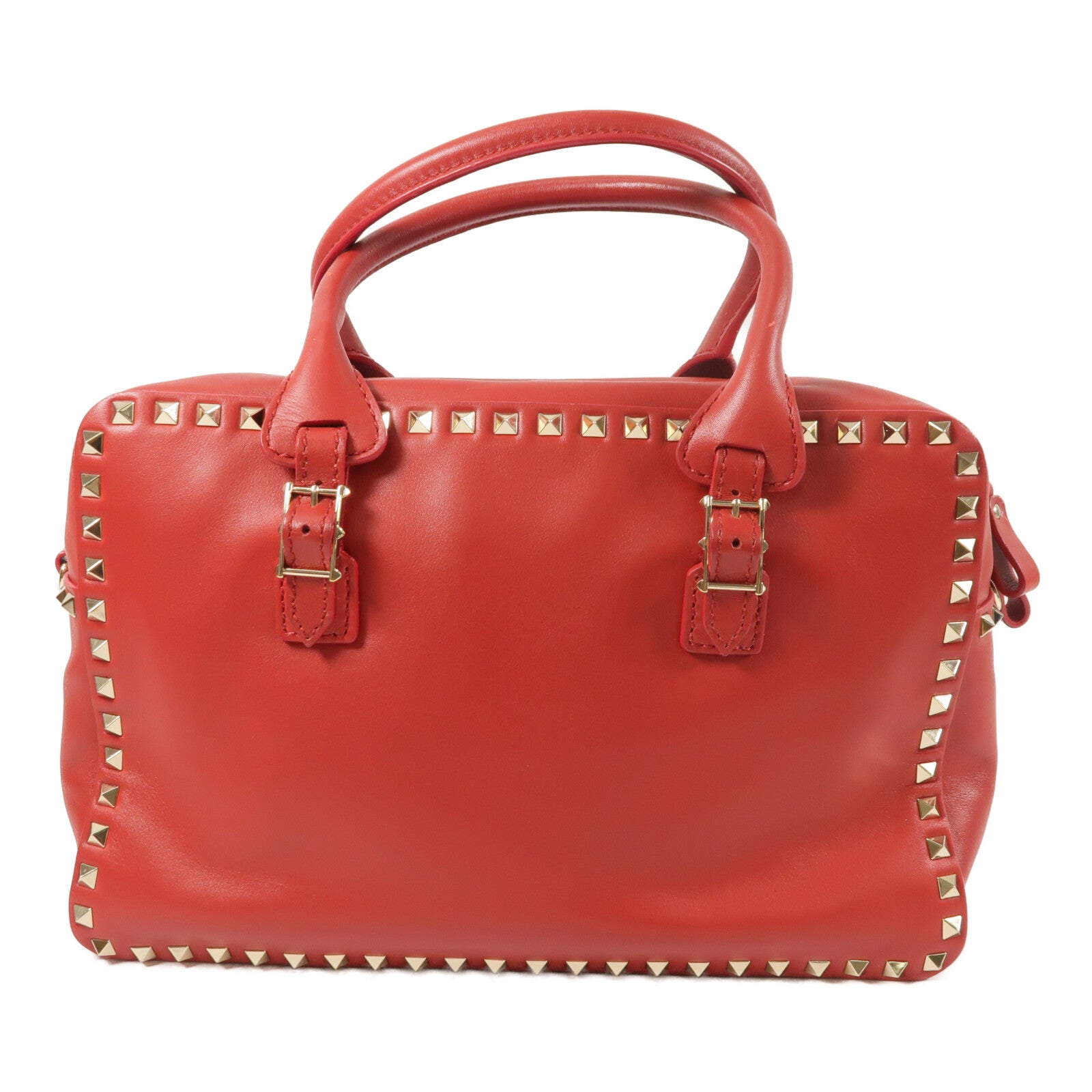 Valentino 牛皮皮革Boston Bag銀扣手挽肩背兩用袋