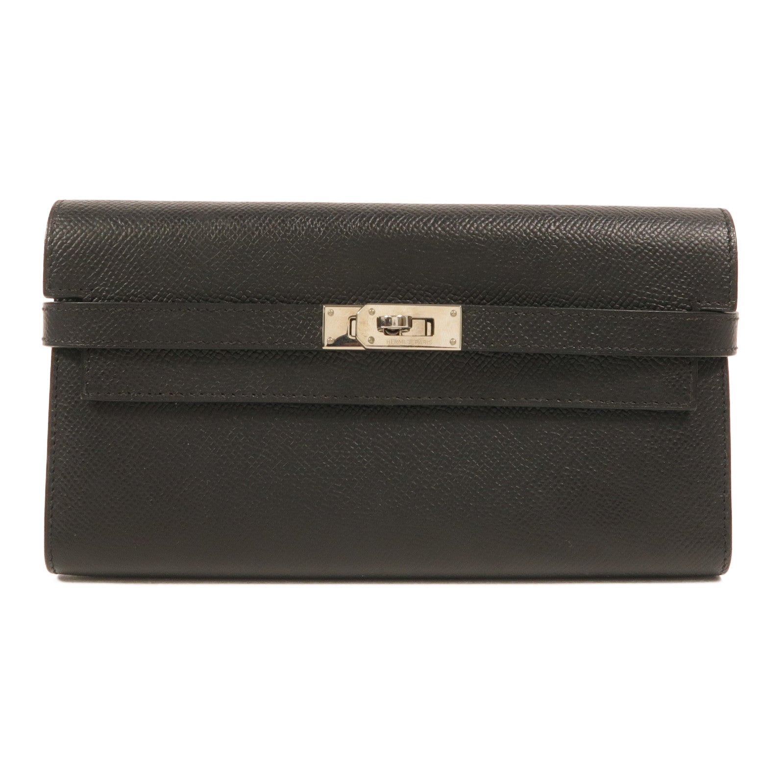 HERMES Epsom皮革Kelly Wallet長錢包Noir
